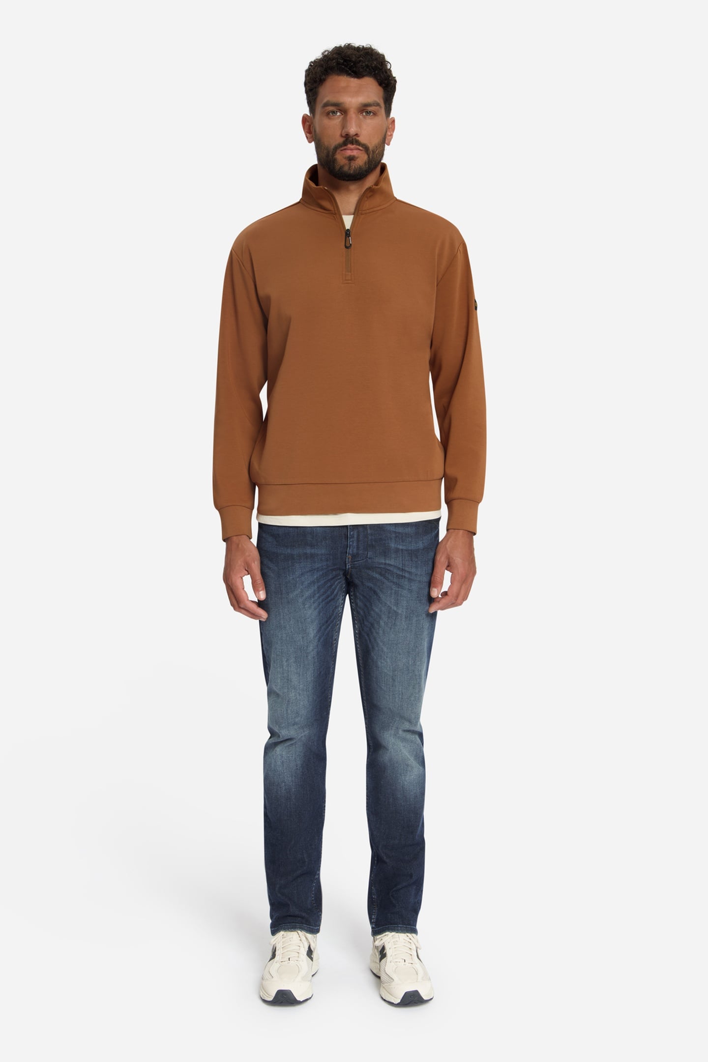 SWEATER HALF ZIP CARAMEL 1
