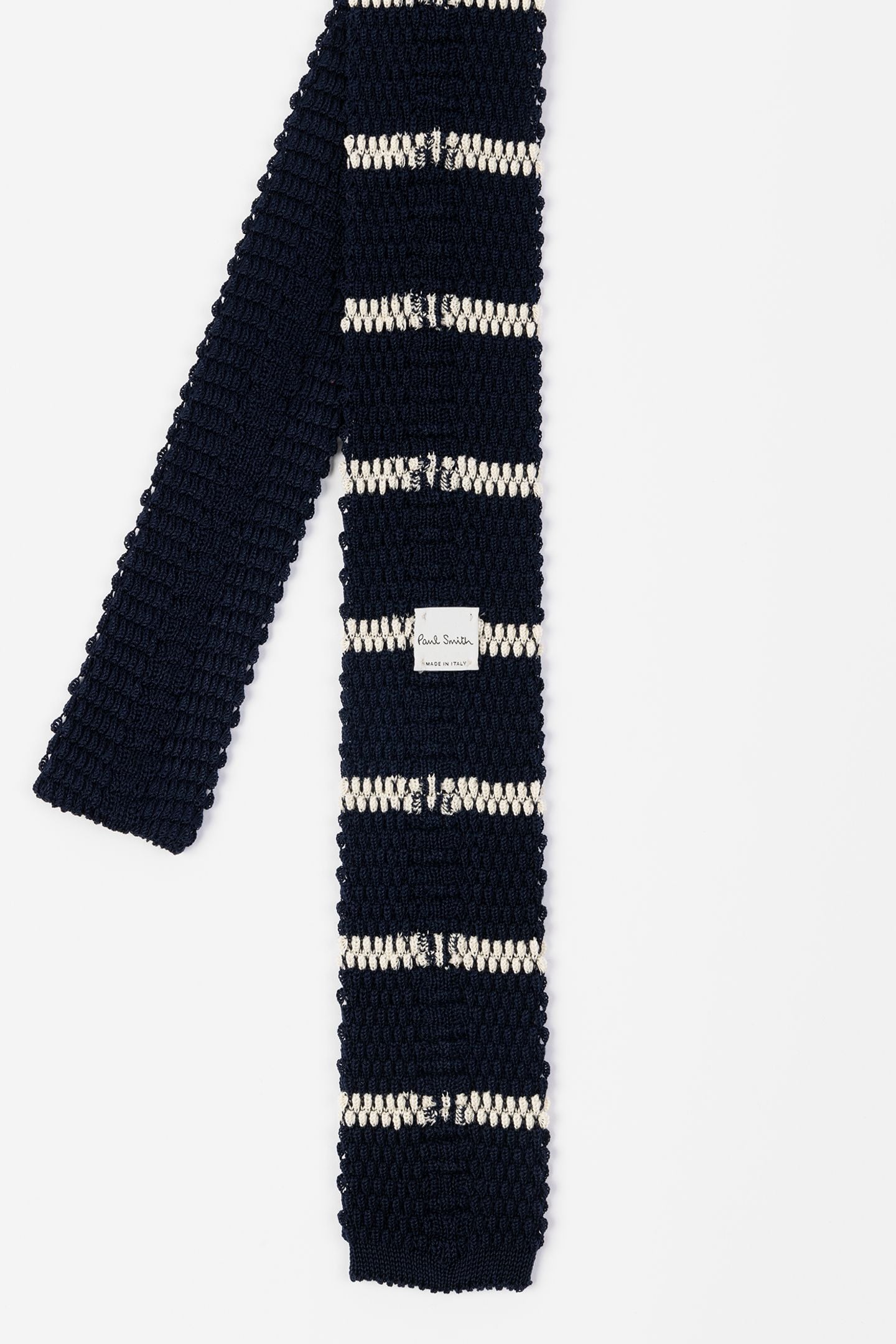 MEN TIE KNIT TWO COL STRP NAVY 2