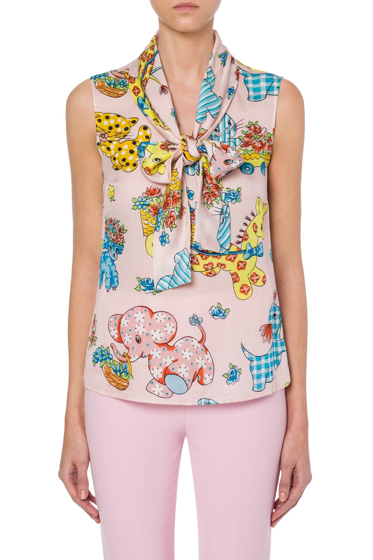 TOP IN GEORGETTE CALICO ANIMALS PINK 1