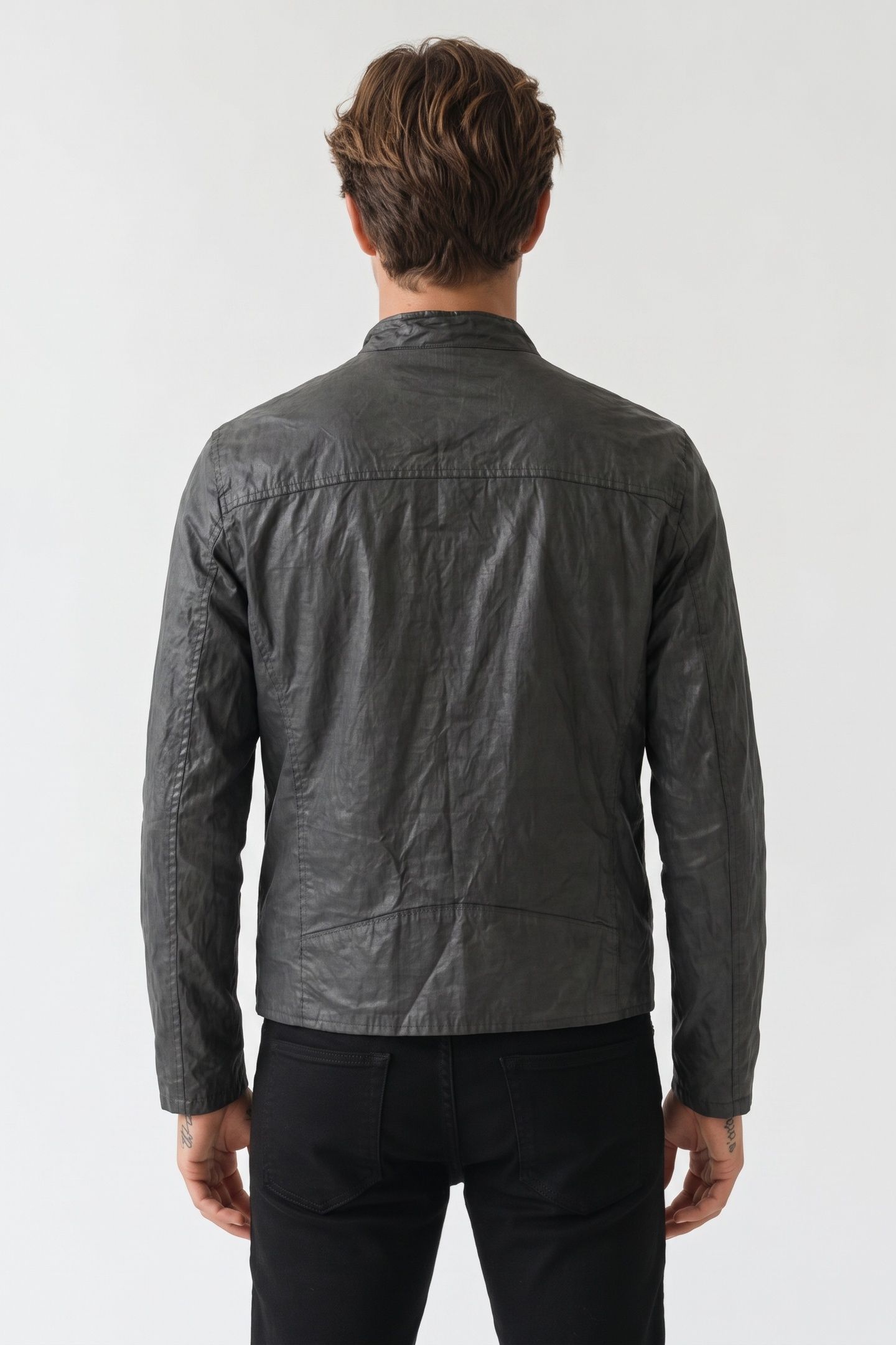 SLIM FIT ASYMMETRIC SNAP/ SEAL GREY 3