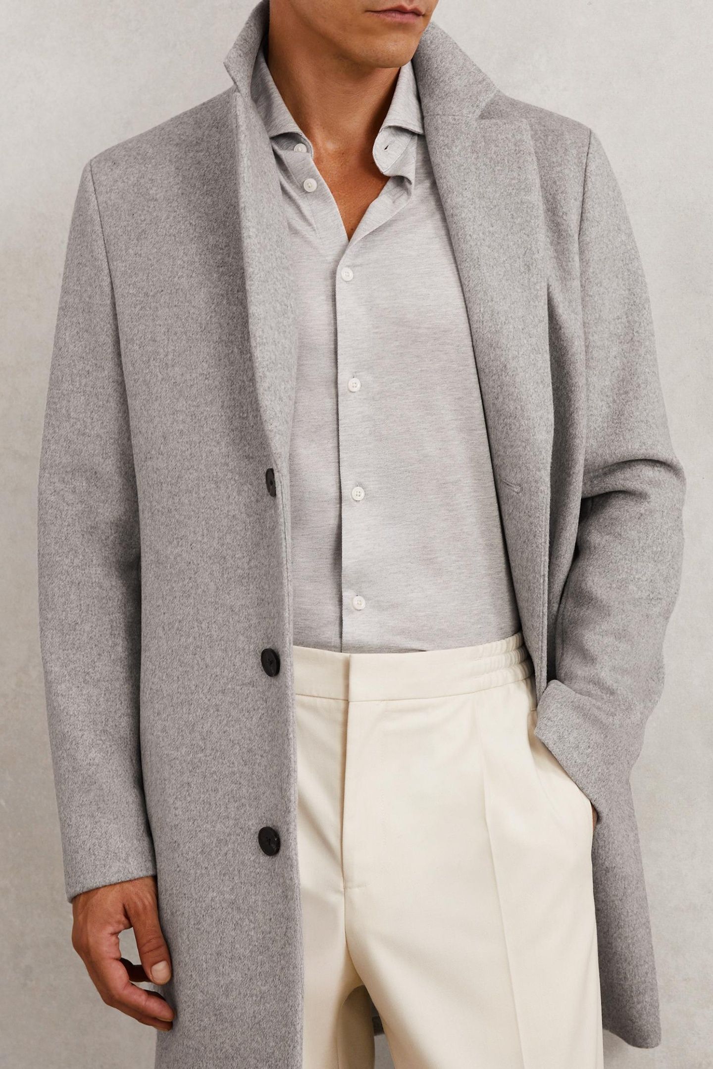 LS SB WOOL INTERNAL GILET OVERCOAT SOFT GREY 3