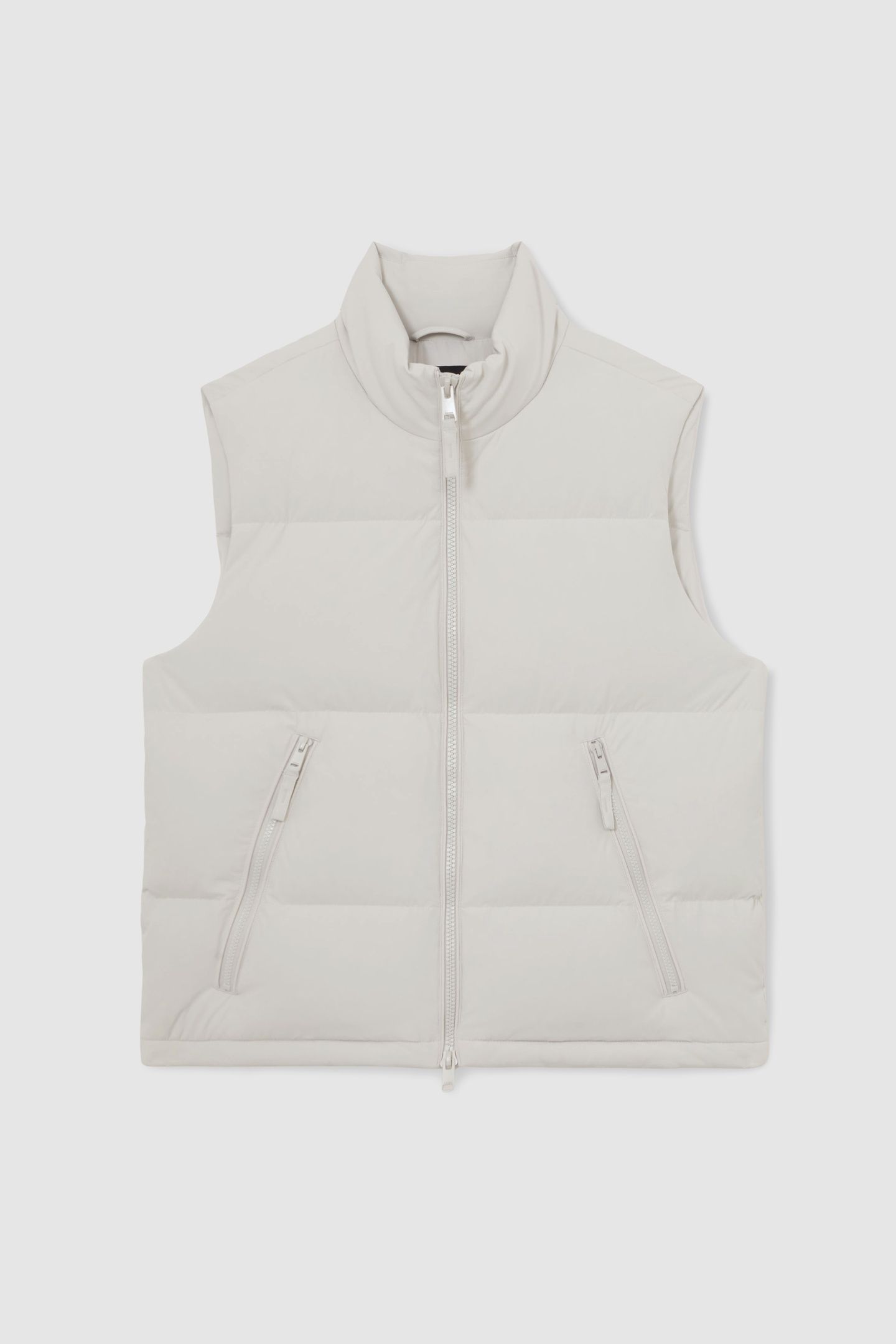 QUILTED ZIP THROUGH PUFFER GILET LIGHT STONE 4