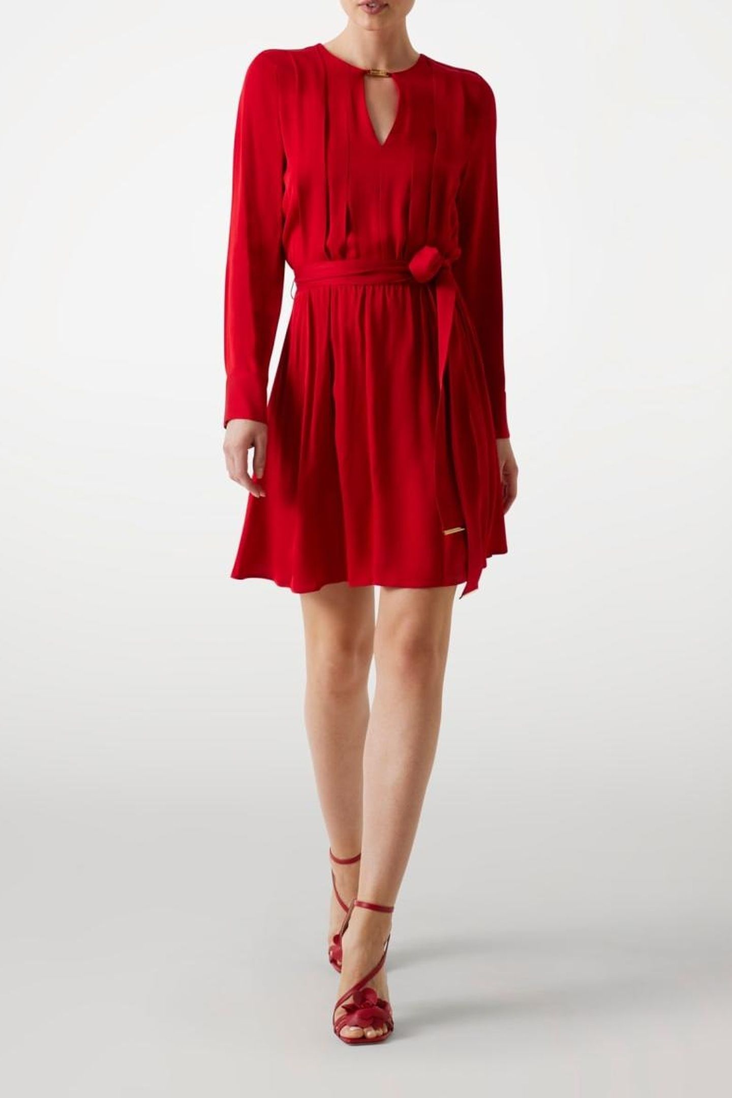 ANITA V NECK FLARED SAMBA RED VIBES 2