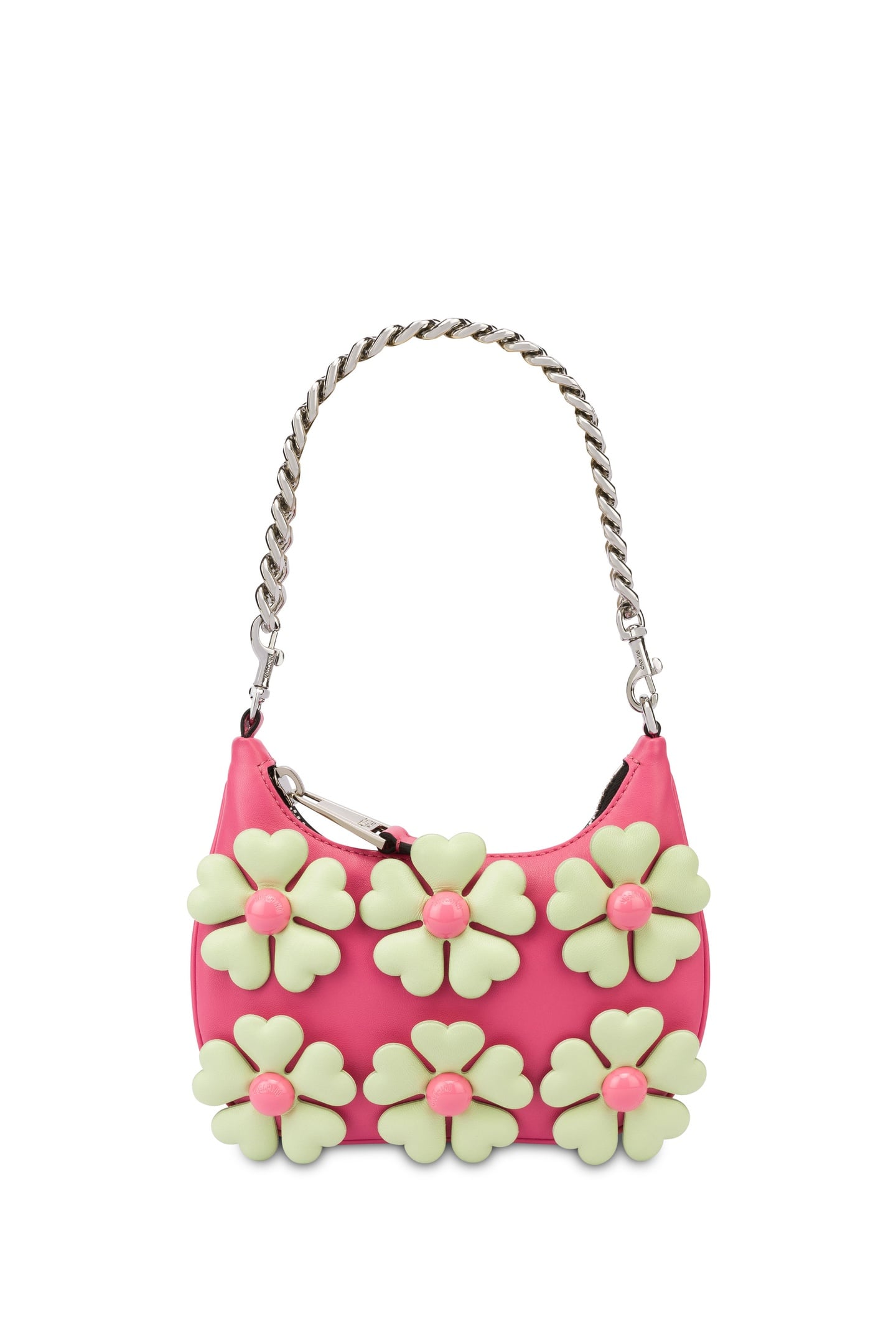 HEART FLOWERS NAPPA LEATHER MINI HOBO BAG PINK 3