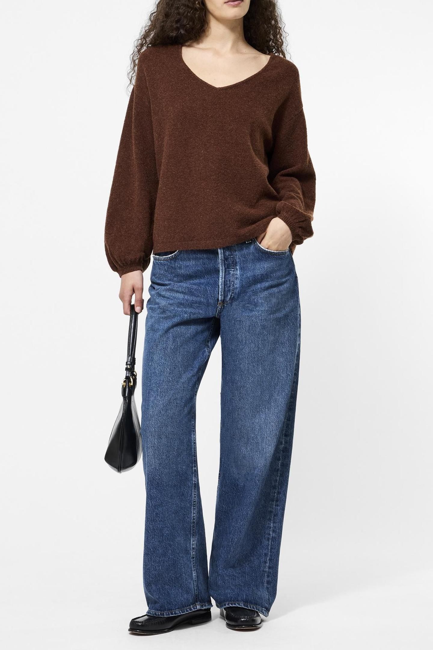 VHARI KNIT VNECK PULLOVER CHOCOLATE 1