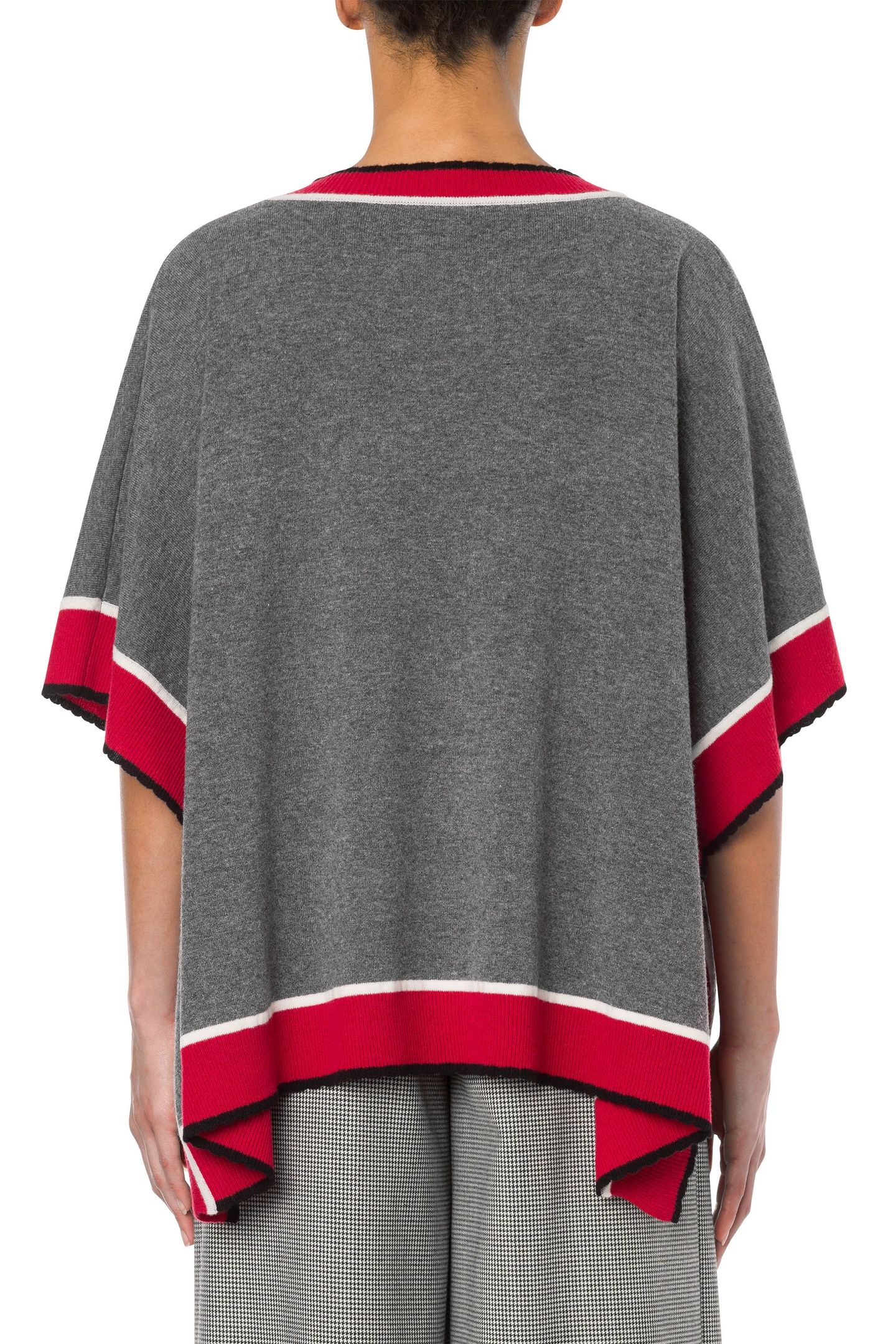 GEOMETRICAL FLOWERS KNIT PONCHO GREY 2