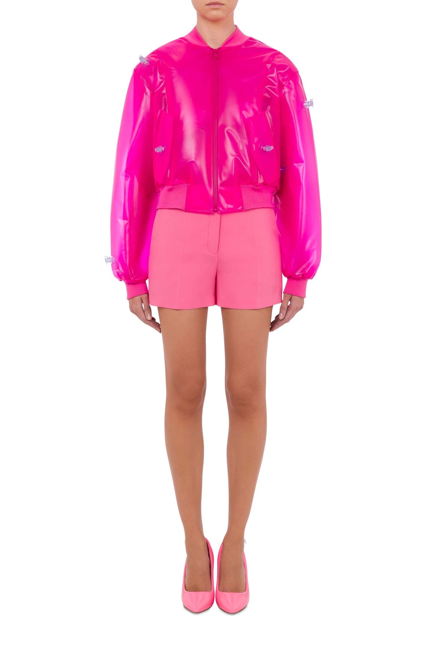 INFLATABLE TRANSPARENT PVC BOMBER JACKET PINK 1