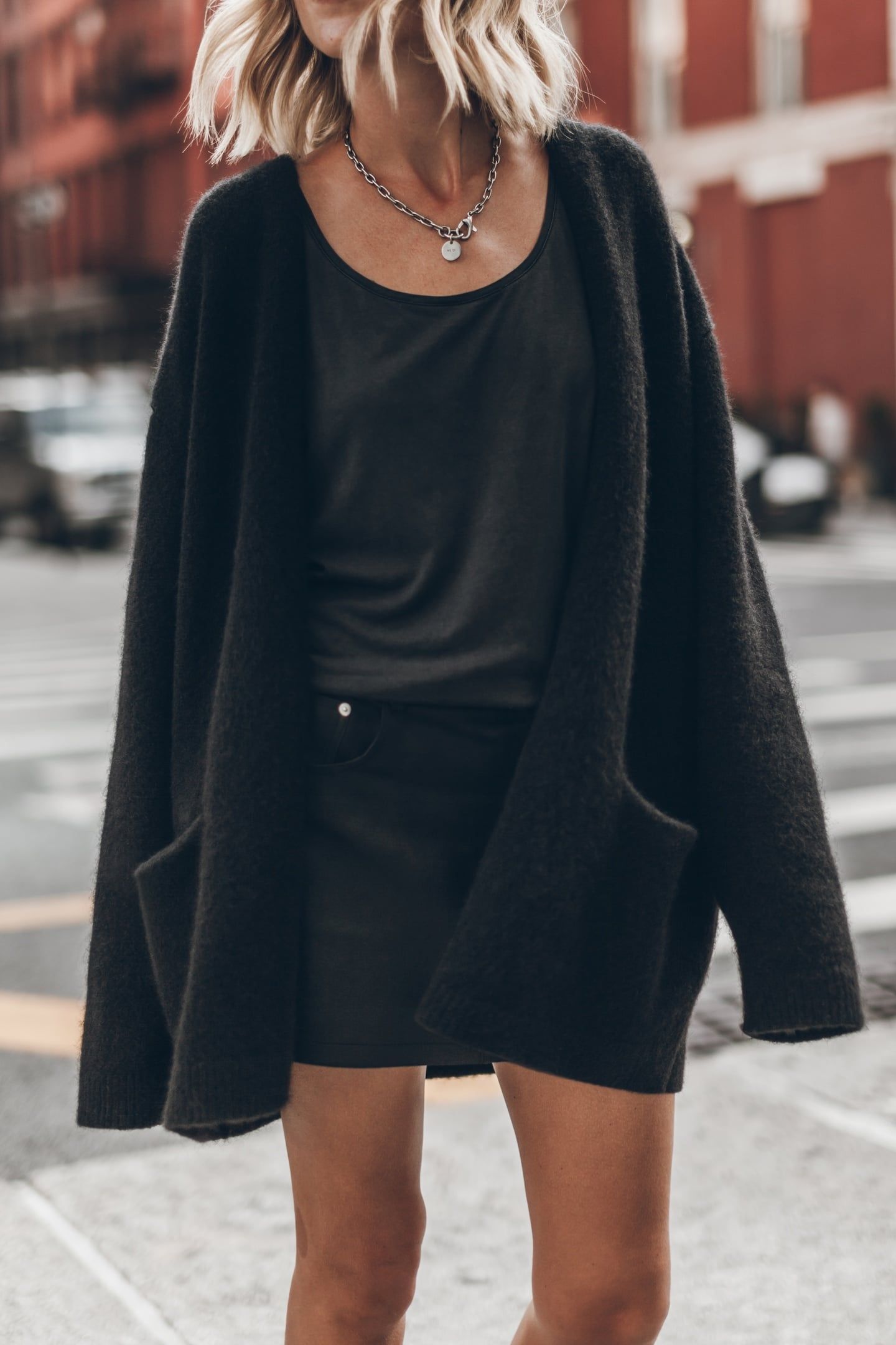 THE BLACK OVERSIZED KNITTED CARDIGAN BLACK 1
