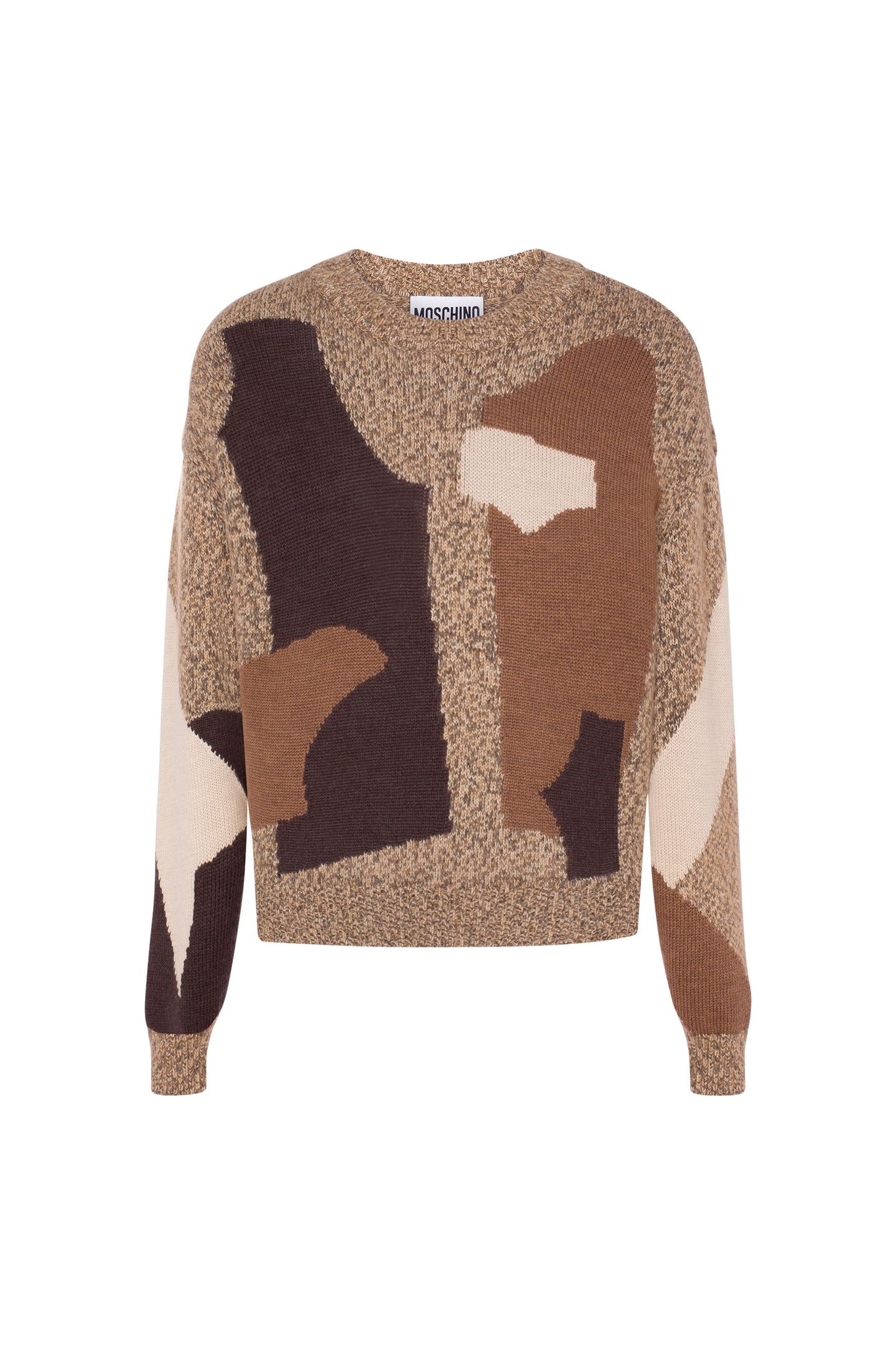 PATCHWORK ALPACA AND COTTON PULLOVER BEIGE 3