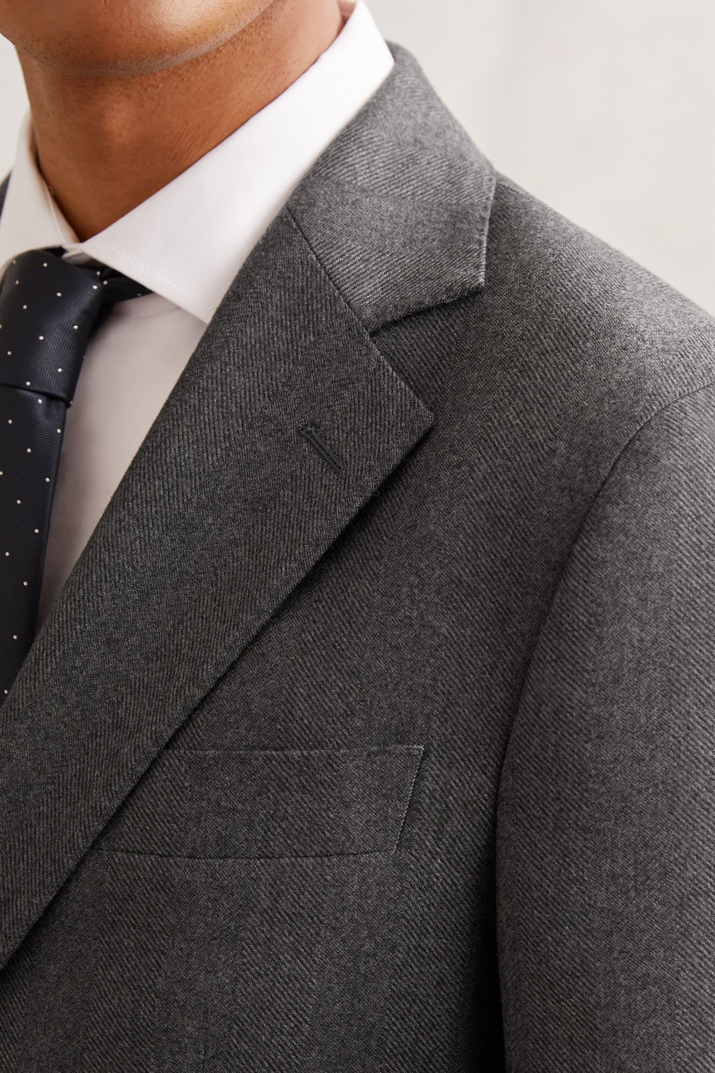 SB 1B NOTCH FLANNEL BLAZER CHARCOAL GREY 8