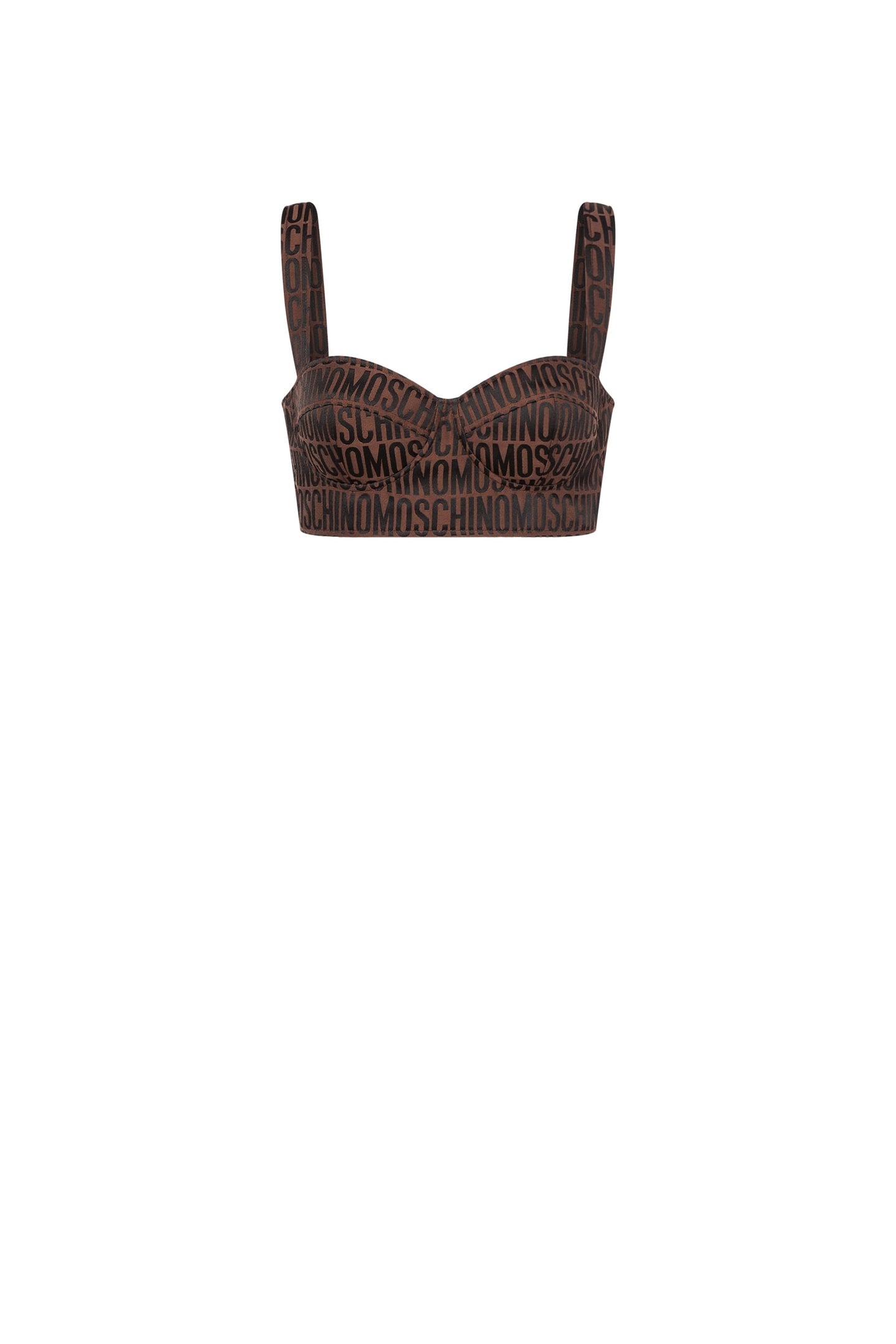 CROP TOP IN NYLON ALLOVER LOGO BROWN 3