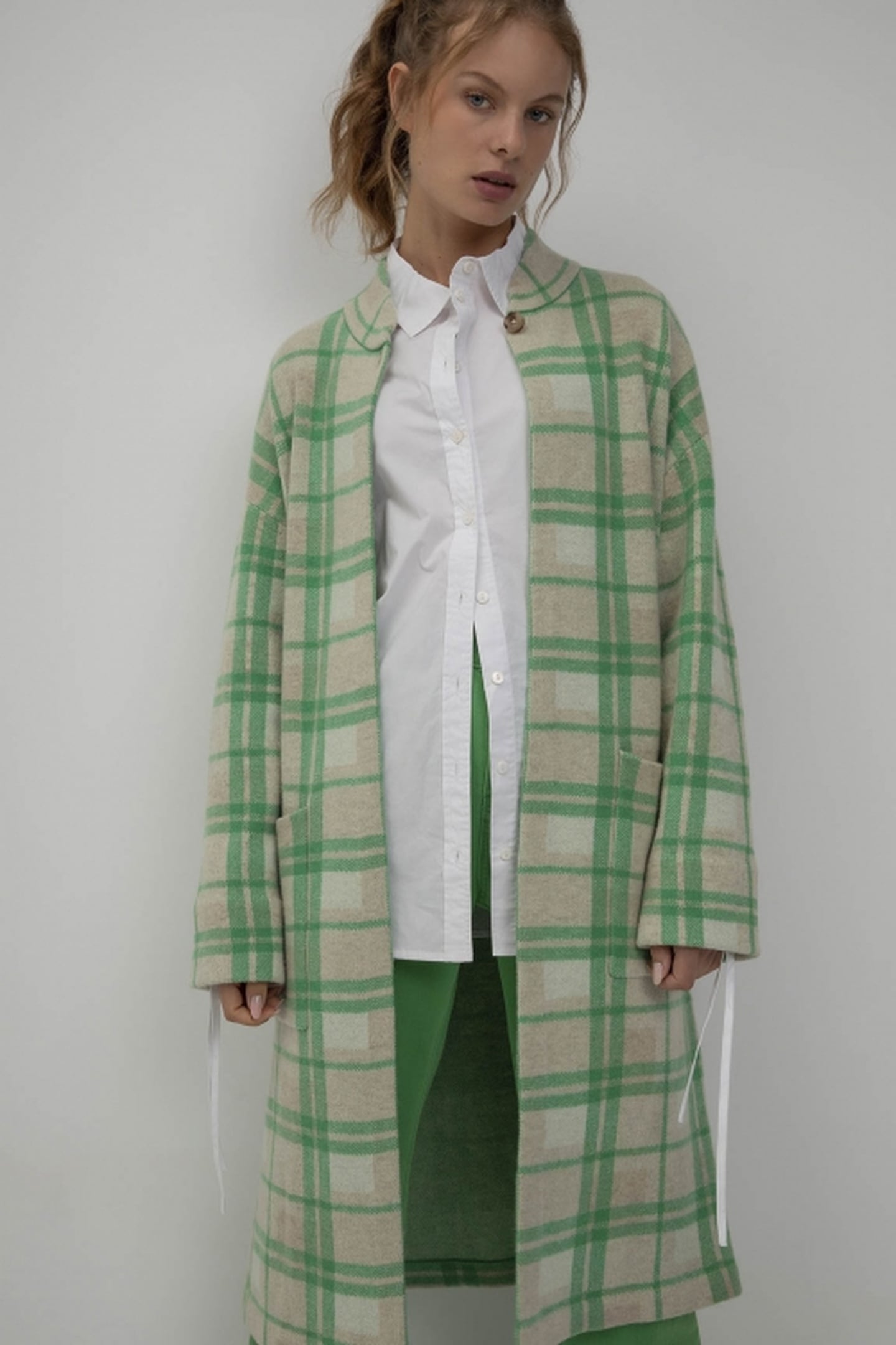 SJOERD CARDIGAN PARROT GREEN CHECK 2