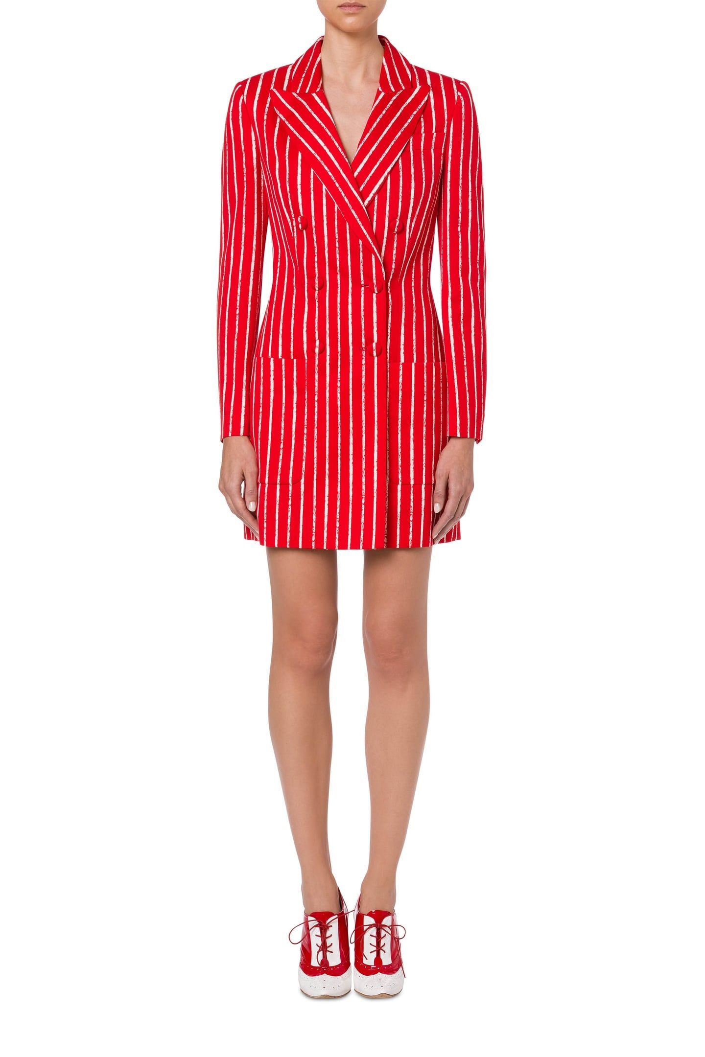 ROBE MANTEAU IN TWILL PINSTRIPES RED 1