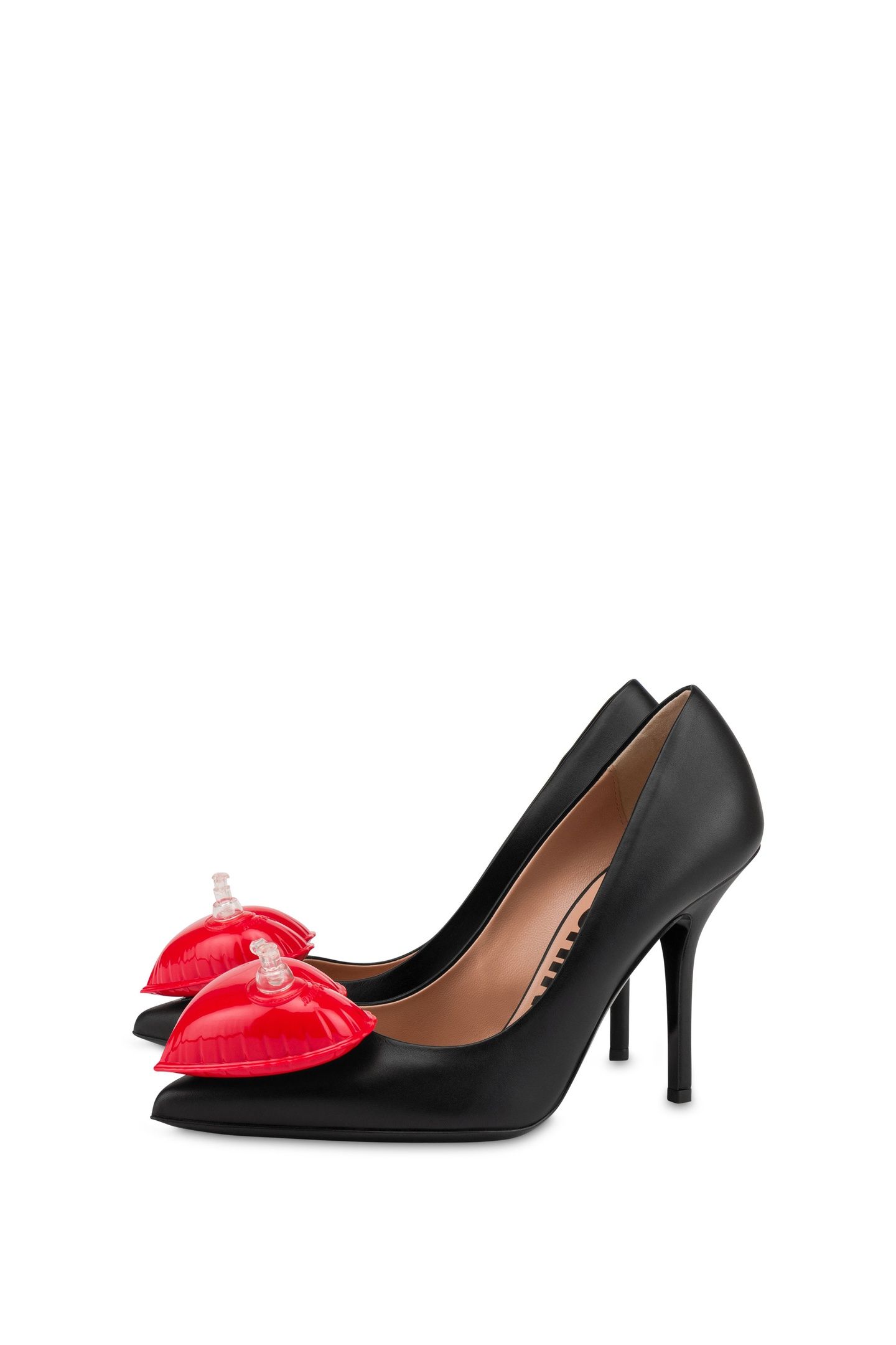 INFLATABLE HEART CALFSKIN PUMPS BLACK 2