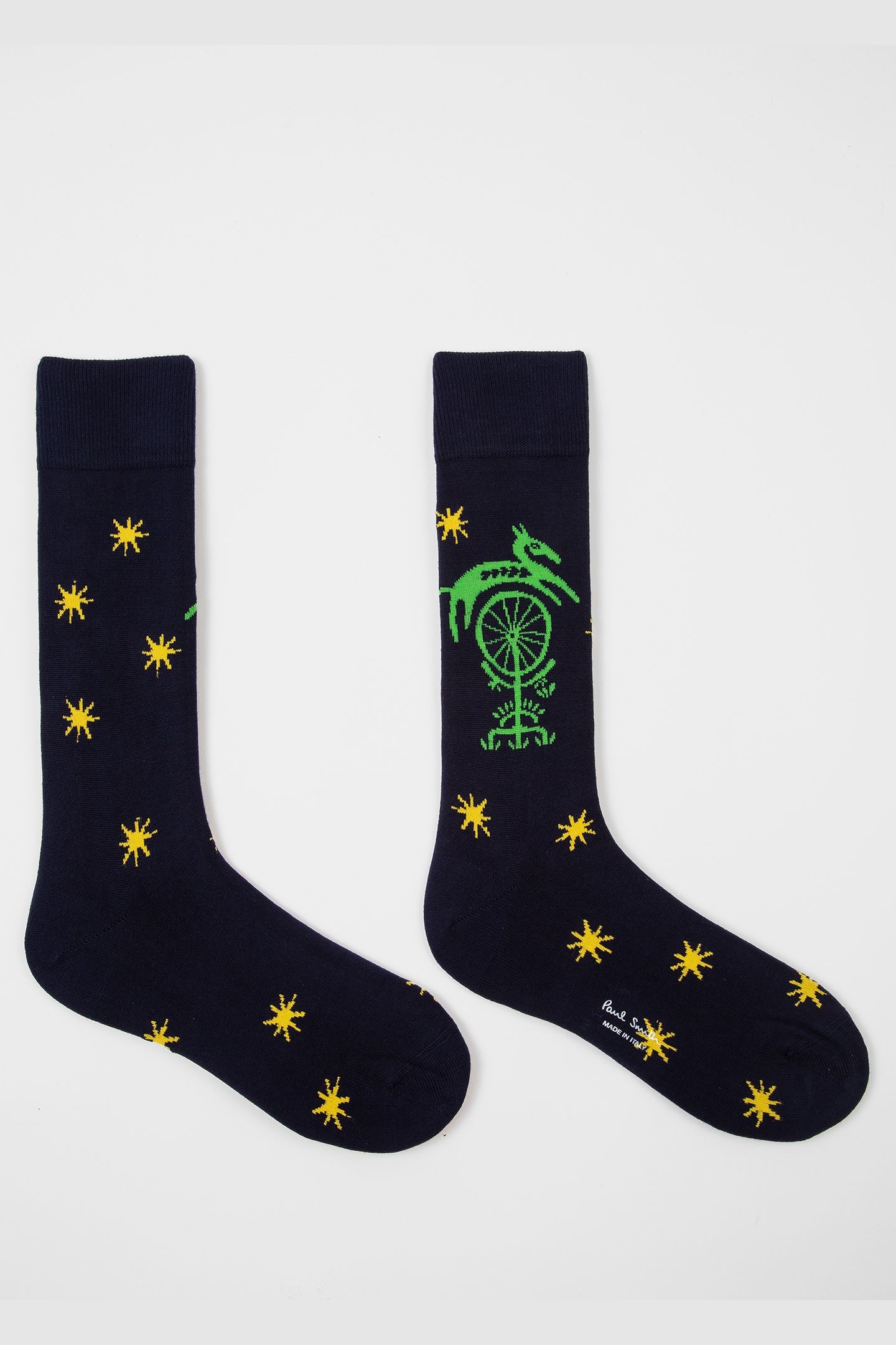 MEN SOCK FOLK STARS NAVY 3