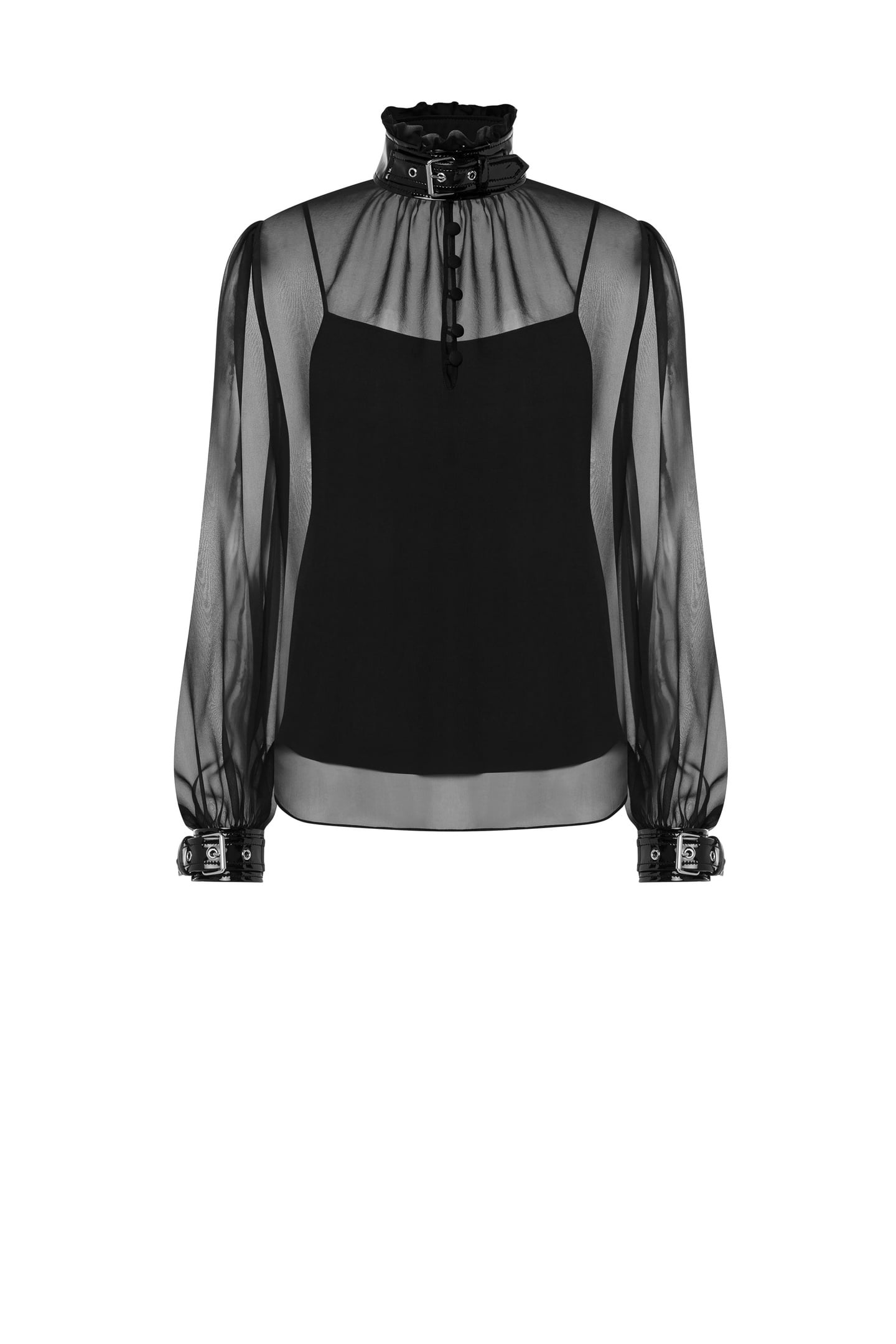 CHIFFON BONDAGE BUCKLE BLOUSE BLACK 3