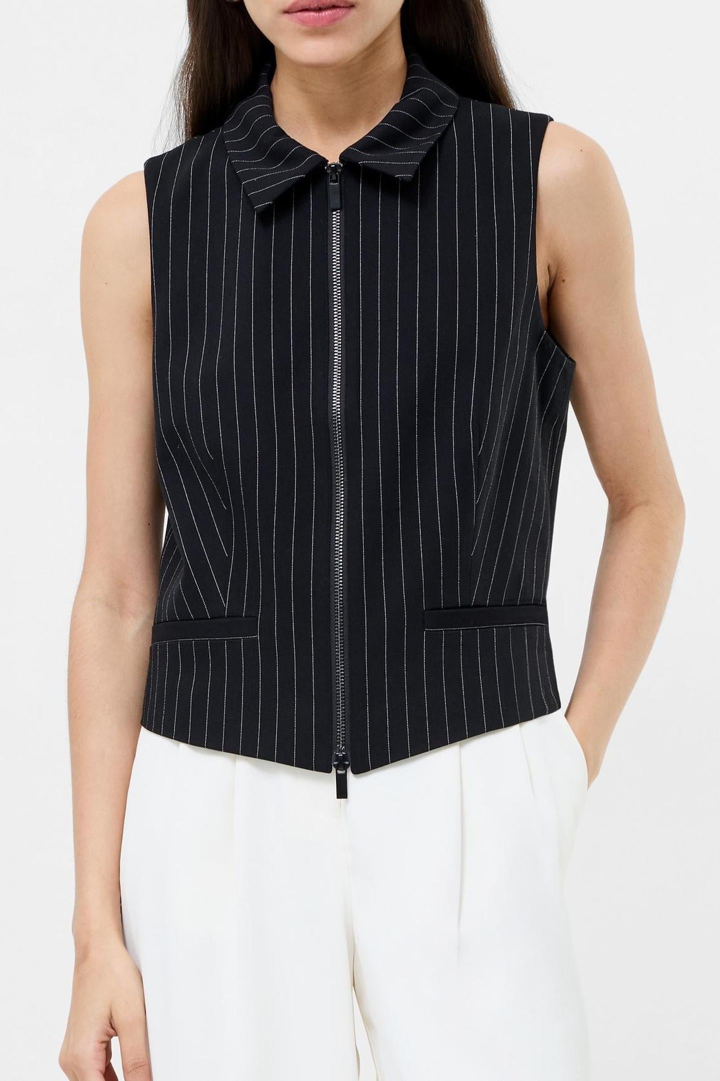 MORGAN TAILORED WAISTCOAT BLACK WINTER WHITE 1