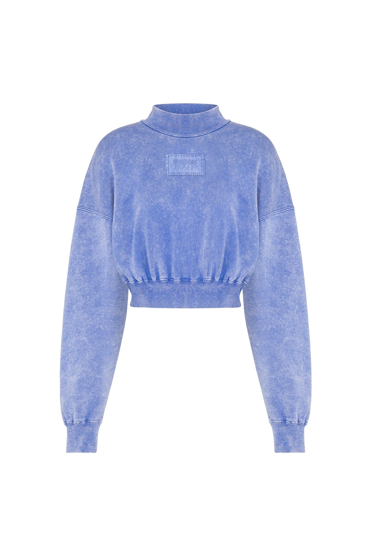 CROPPED COTTON SWEATSHIRT LOGO PATCH BLUE 3