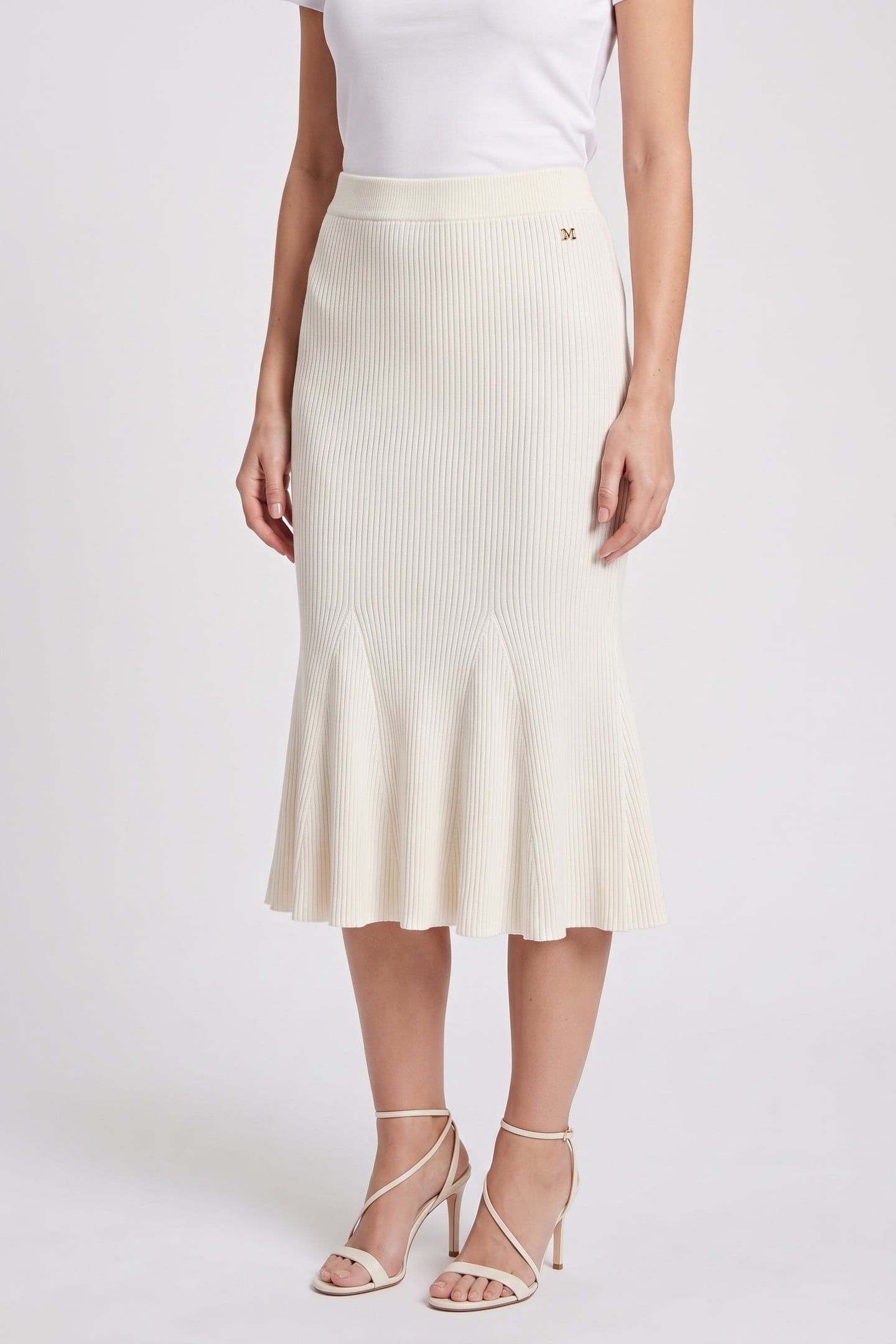 AGATHE FLARE SKIRT S MACADAMIA 1