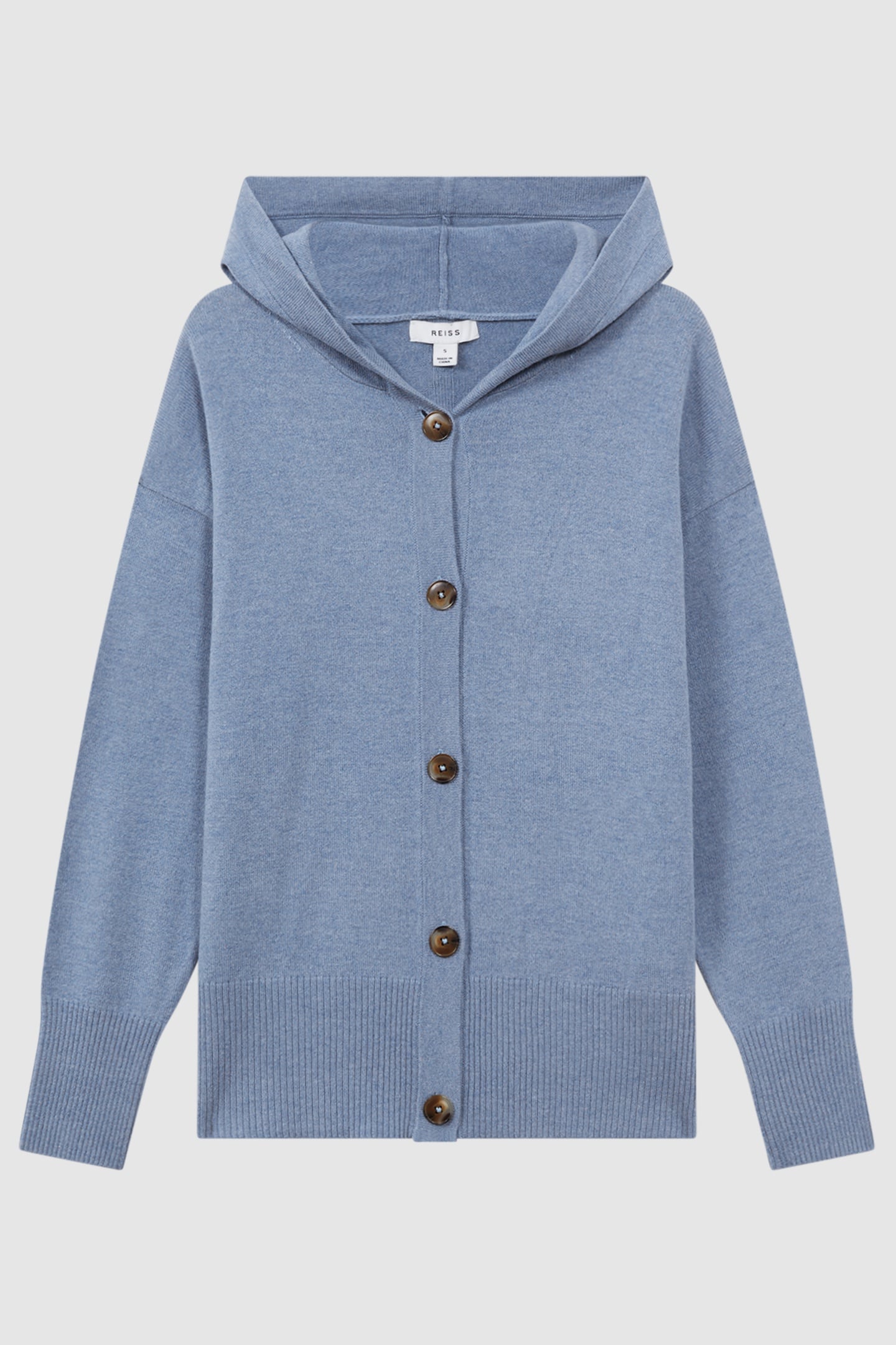 BUTTON THROUGH KNITTED HOODY INDIGO 4