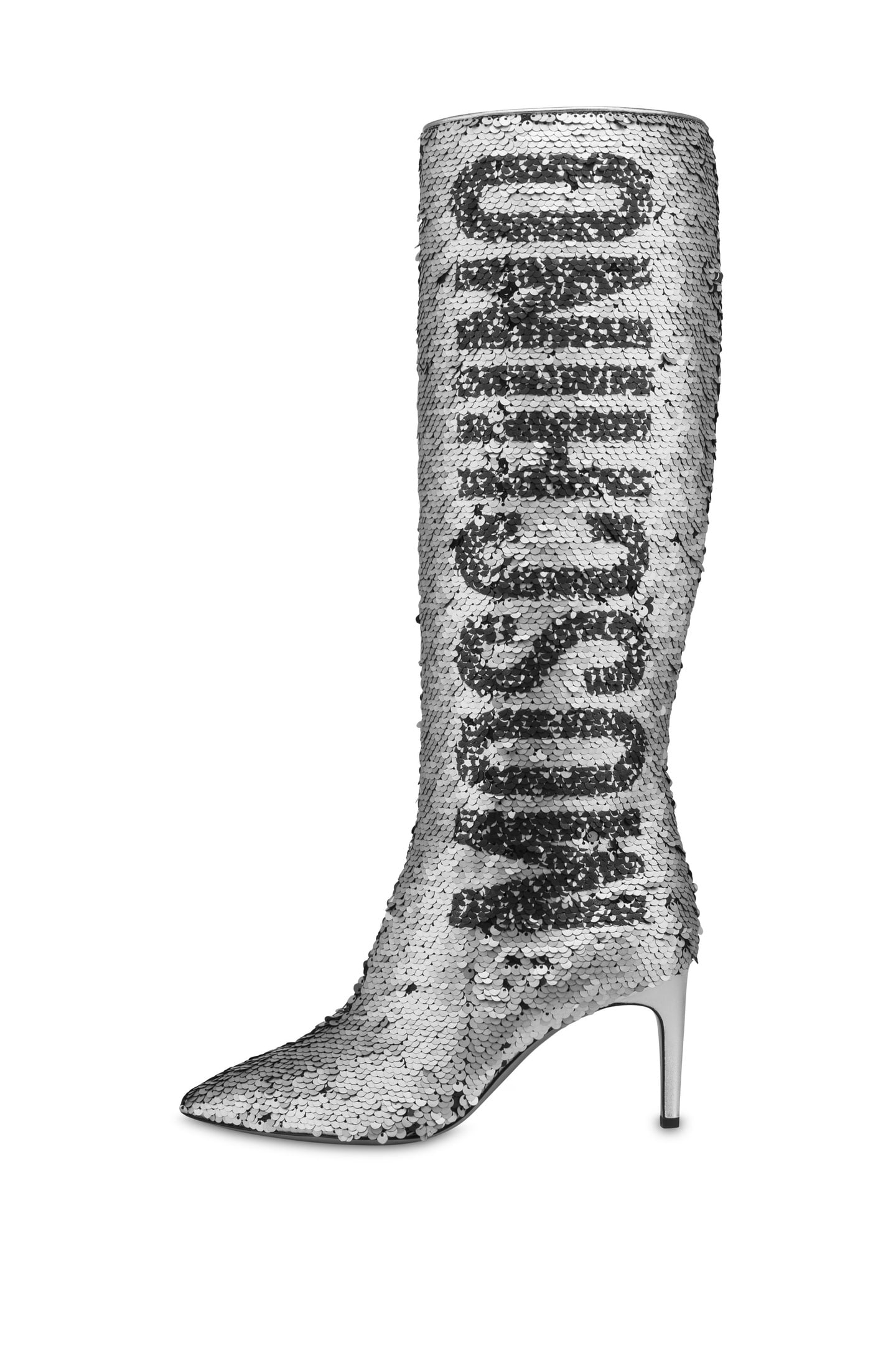 SILVER AND BLACK REVERSIBLE SEQUIN BOOTS SILVER 1