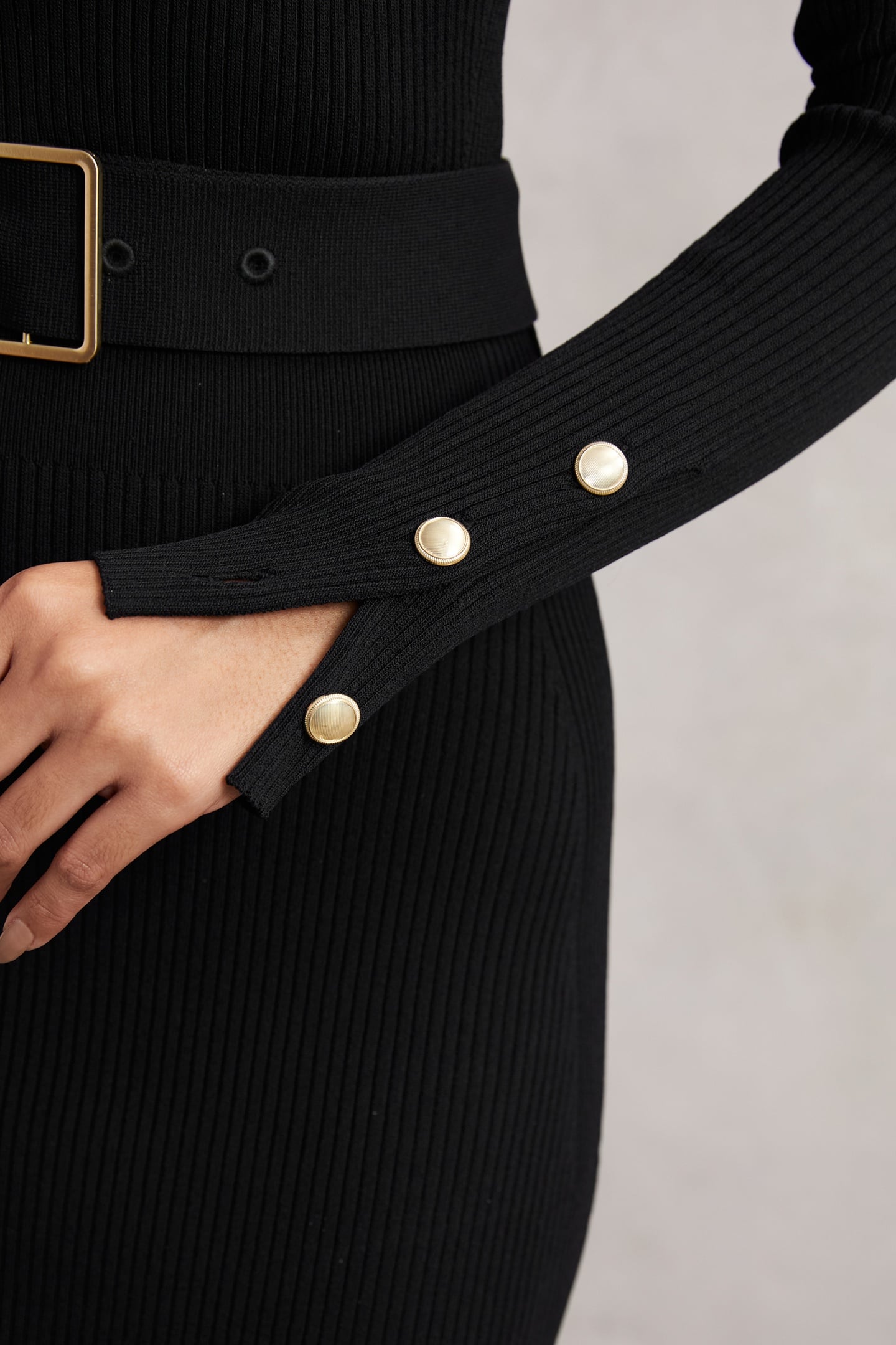 BUTTON KNITTED MIDI DRESS BLACK 6
