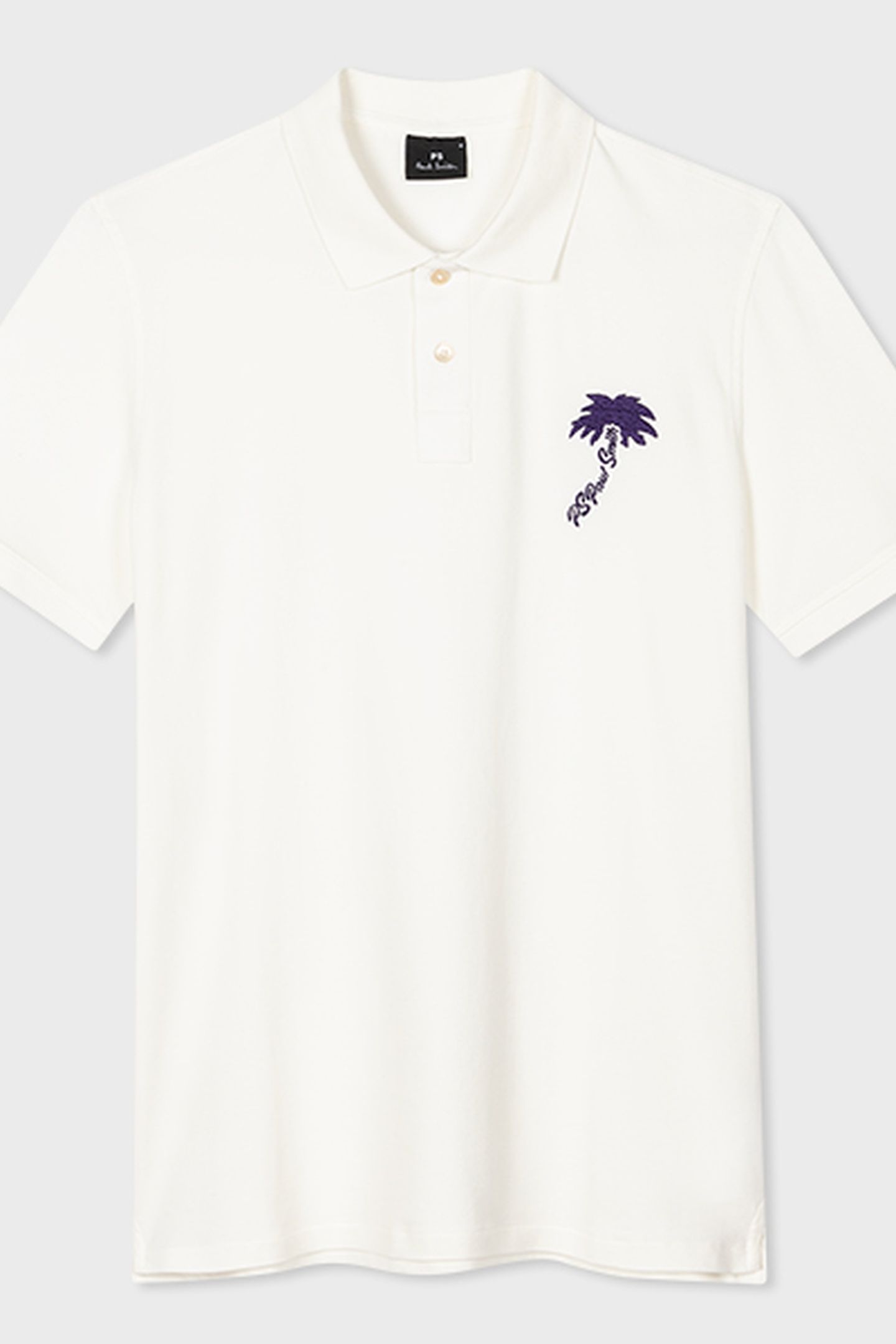 MENS POLO SHIRT PALM EMB OFF WHITE 4