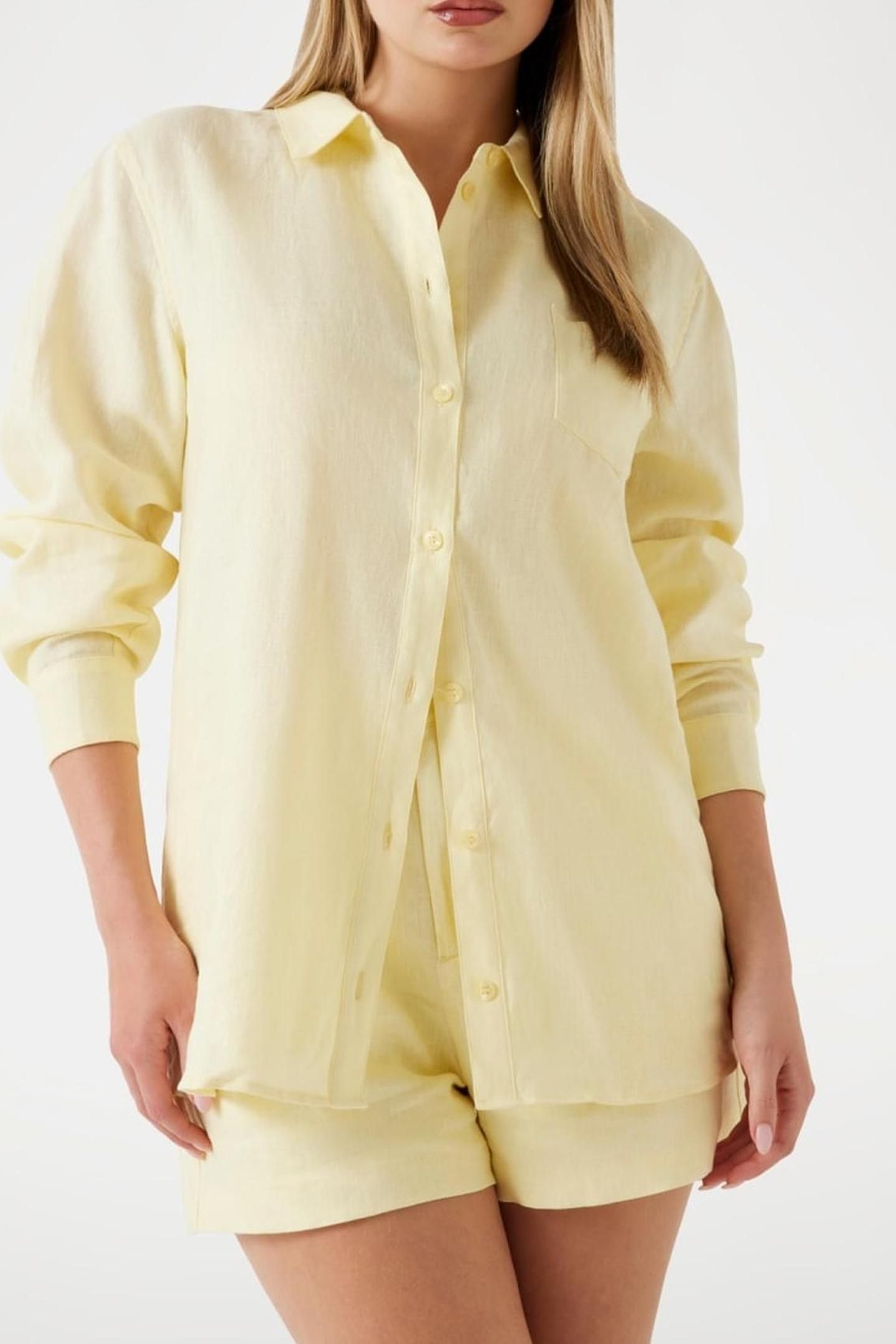 LS GEN LINEN SHIRT COTTON YELLOW 2