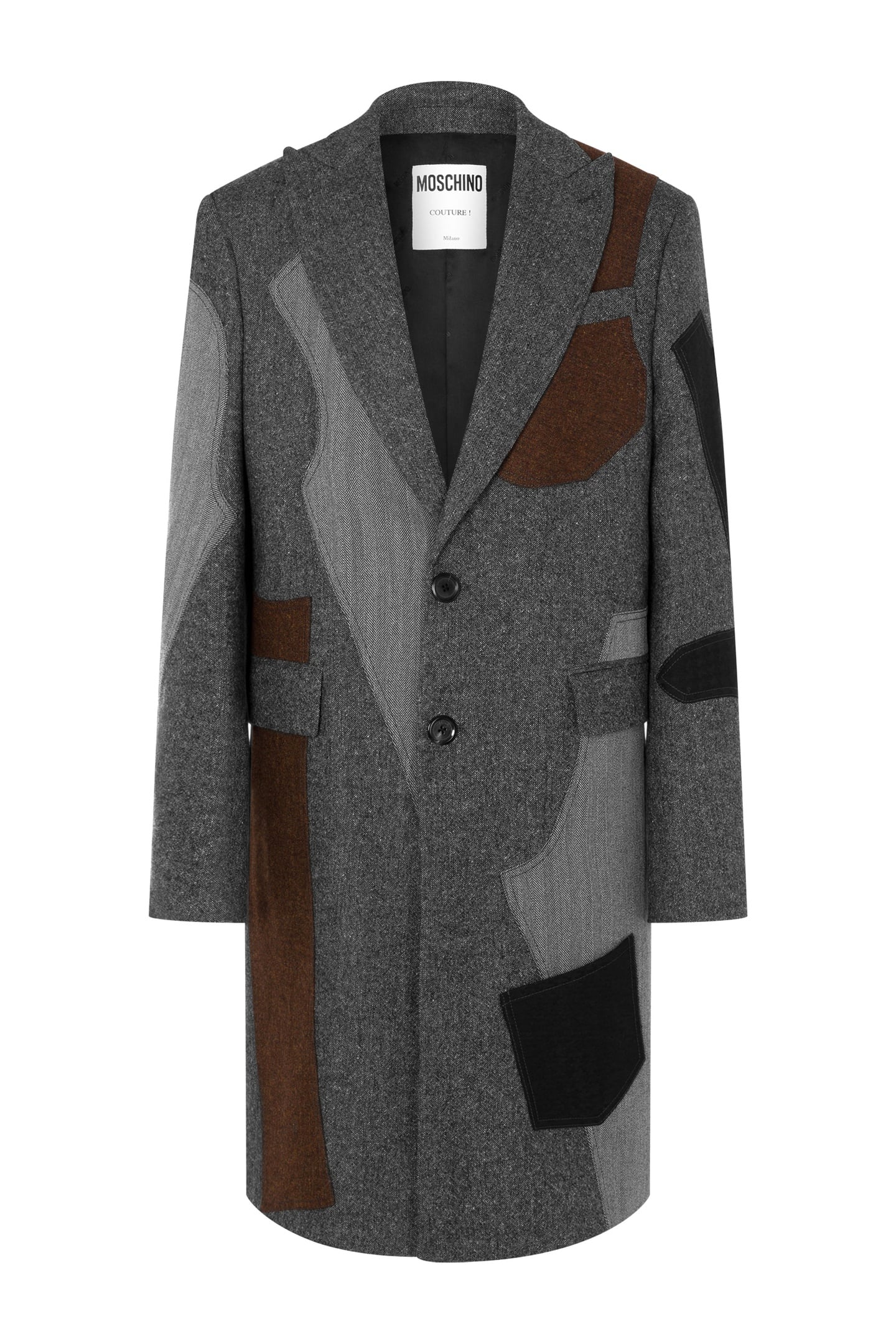 WOOL BLEND SEWING PATCH COAT GREY 3