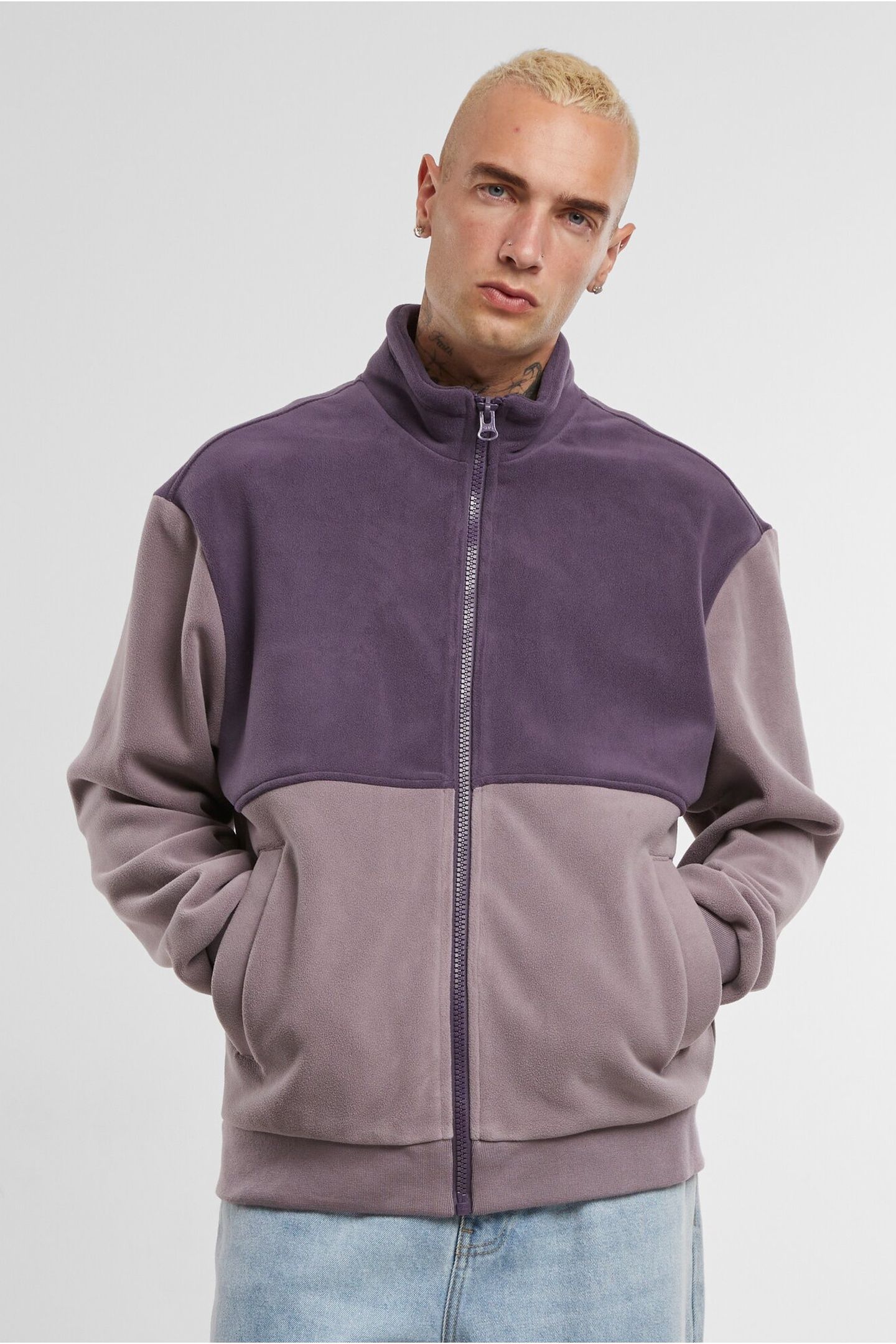 COLOUR BLOCK POLAR FLEECE JACKET PURPLENIGHT/FADEDPURPLE 7