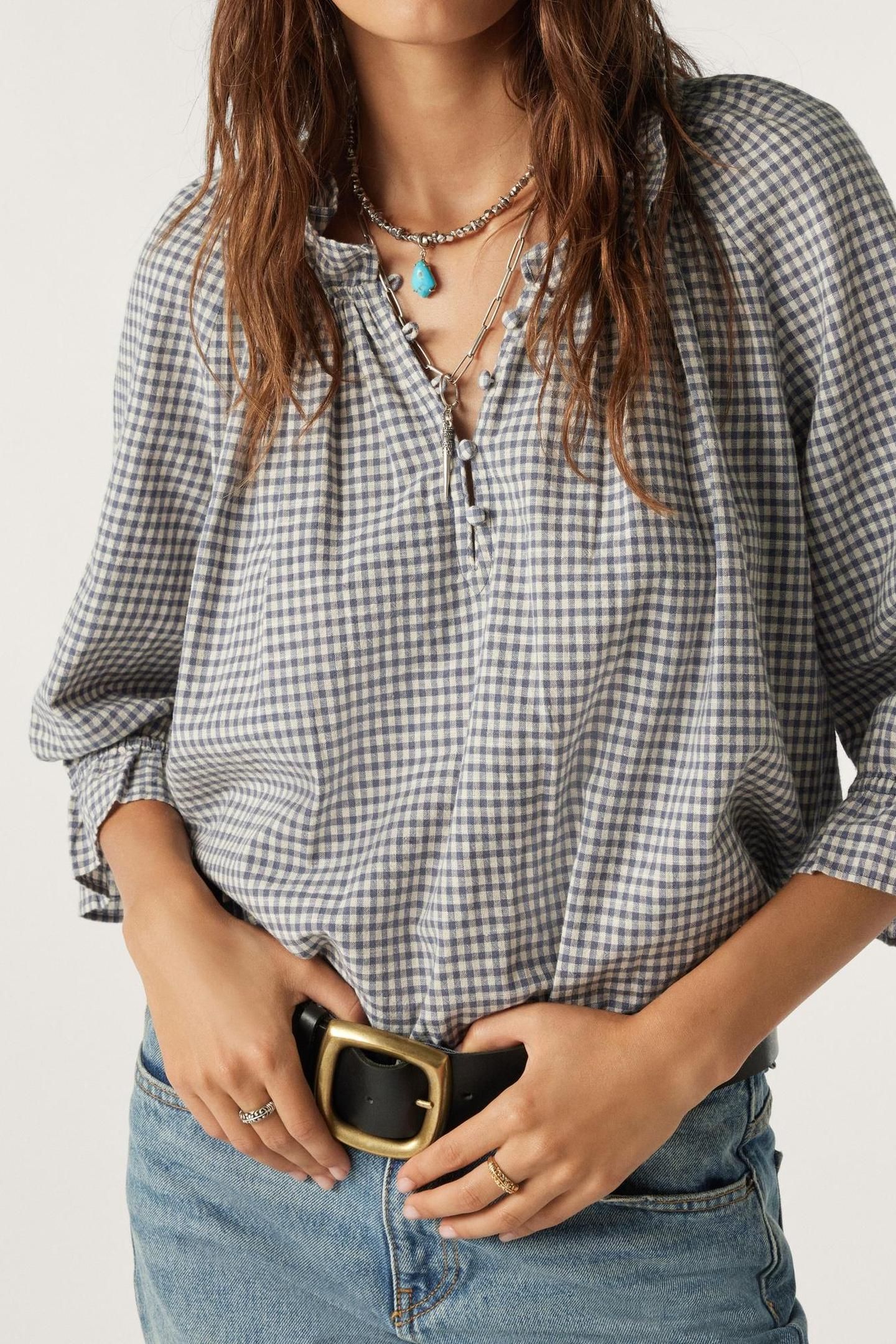 SHORT SLEEVES BLOUSE BLUE 1