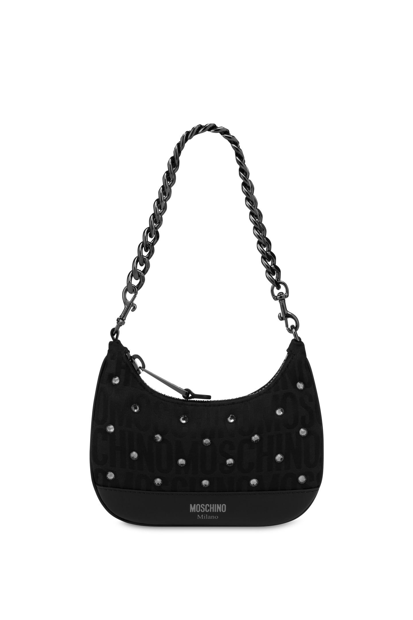 ALLOVER LOGO MINI BAG WITH RHINESTONES BLACK 1