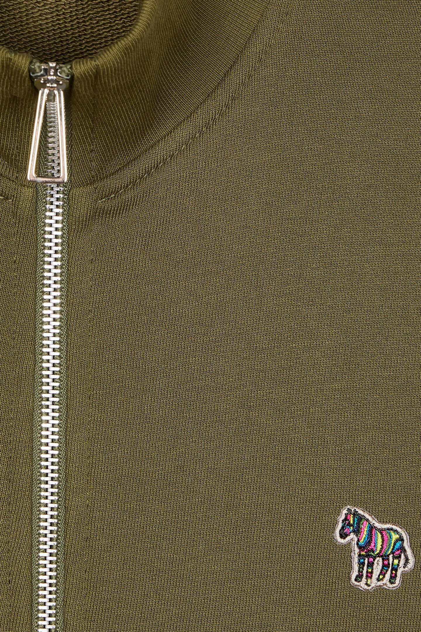 MENS REG FIT ZIP SWEAT ZEBRA OLIVE GREEN 3