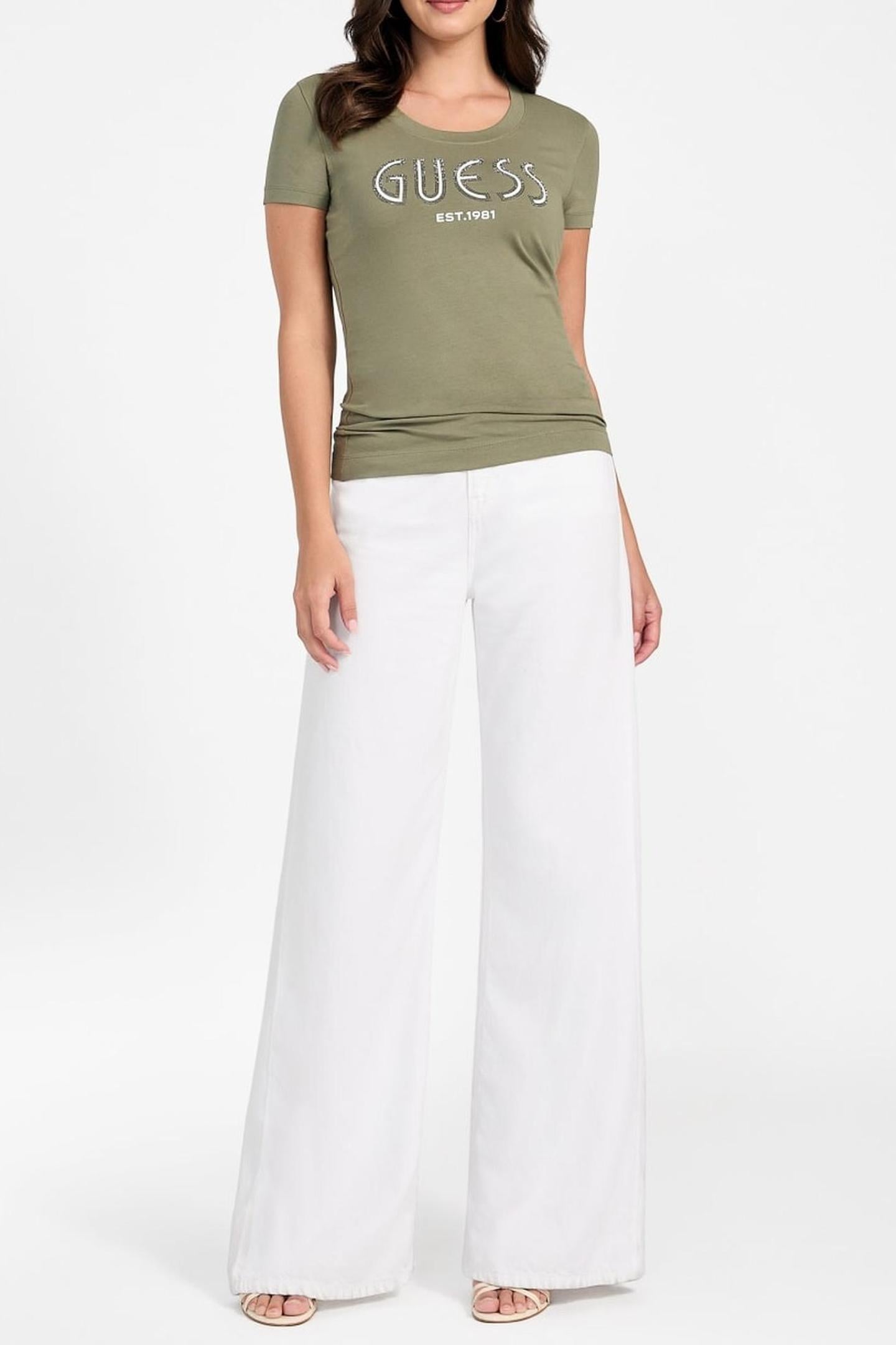 CN SS GUESS LOGO TEE LICHEN LEAF GREEN 2