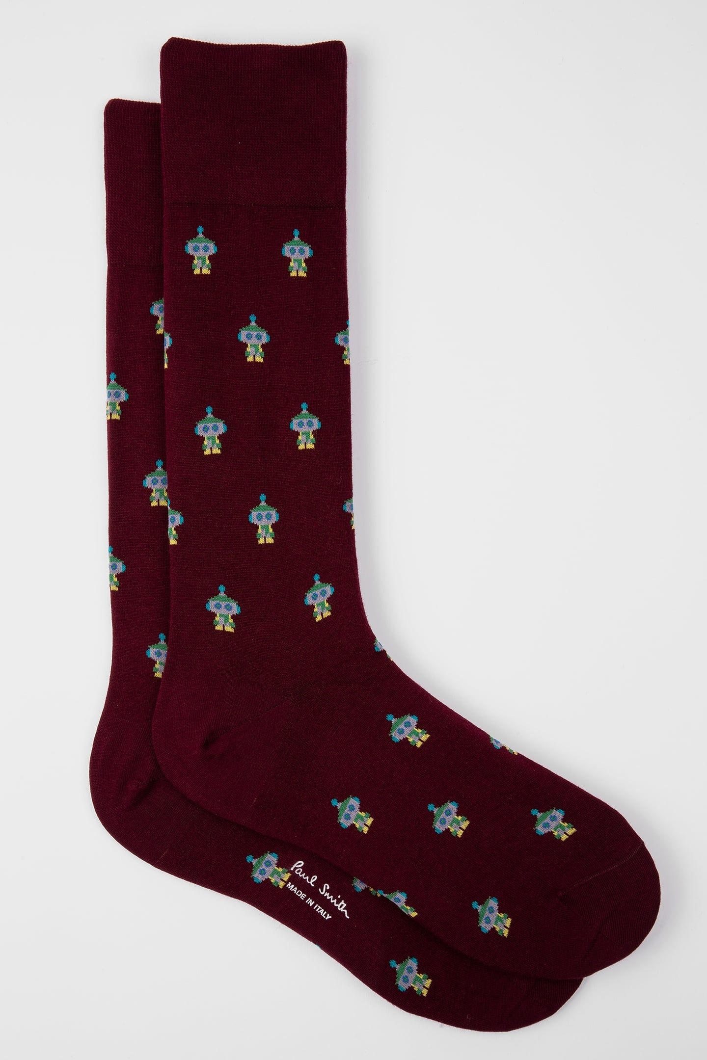 MEN SOCK YEN ROBOTS BURGUNDY/ BORDE 5