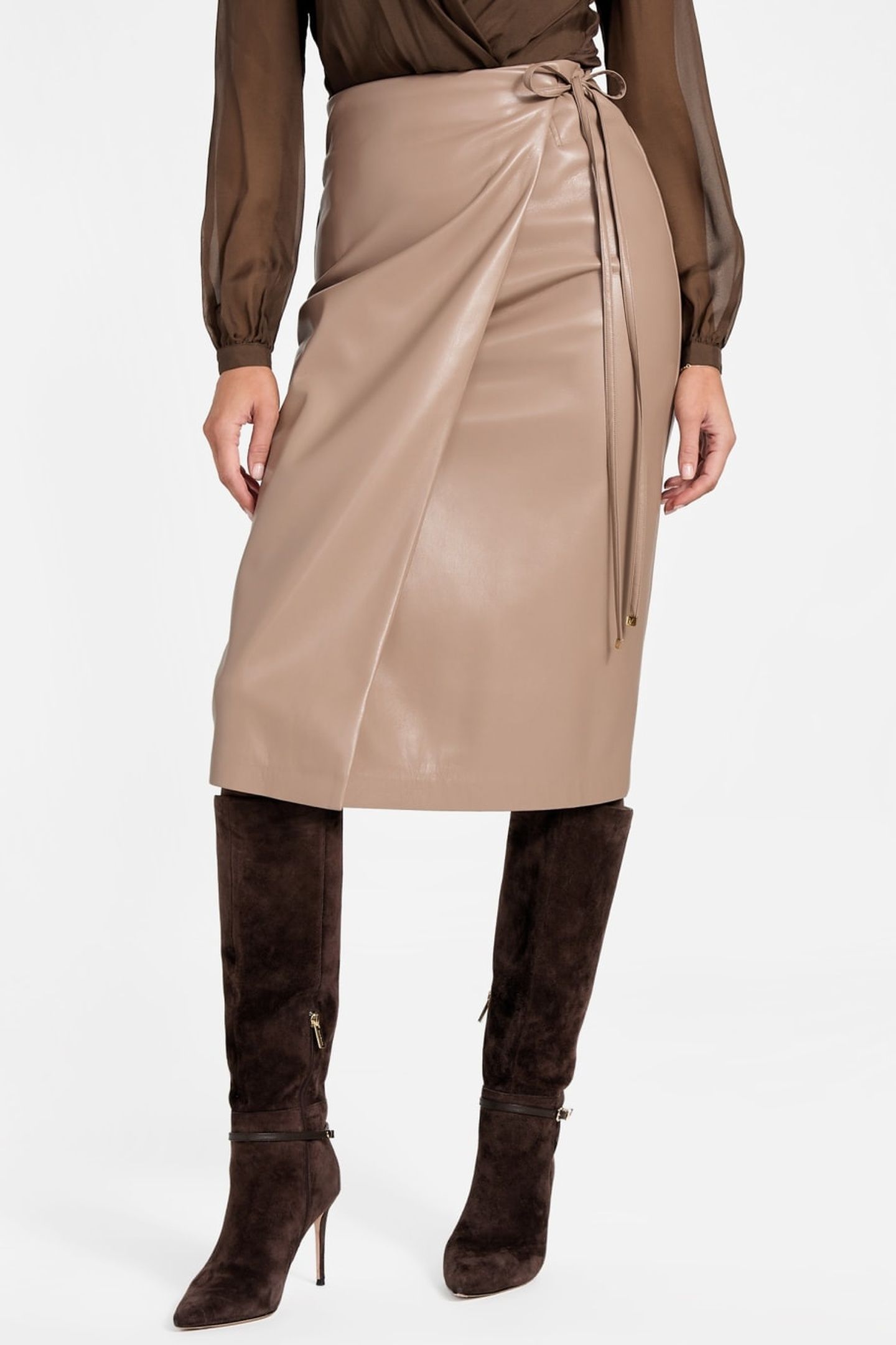 GLADYS WRAP SKIRT SILK TAUPE 2