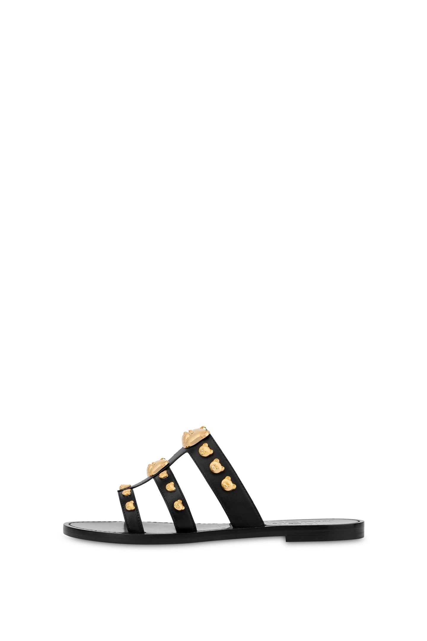 FLAT SANDALS IN CALFSKIN TEDDY STUDS BLACK 1