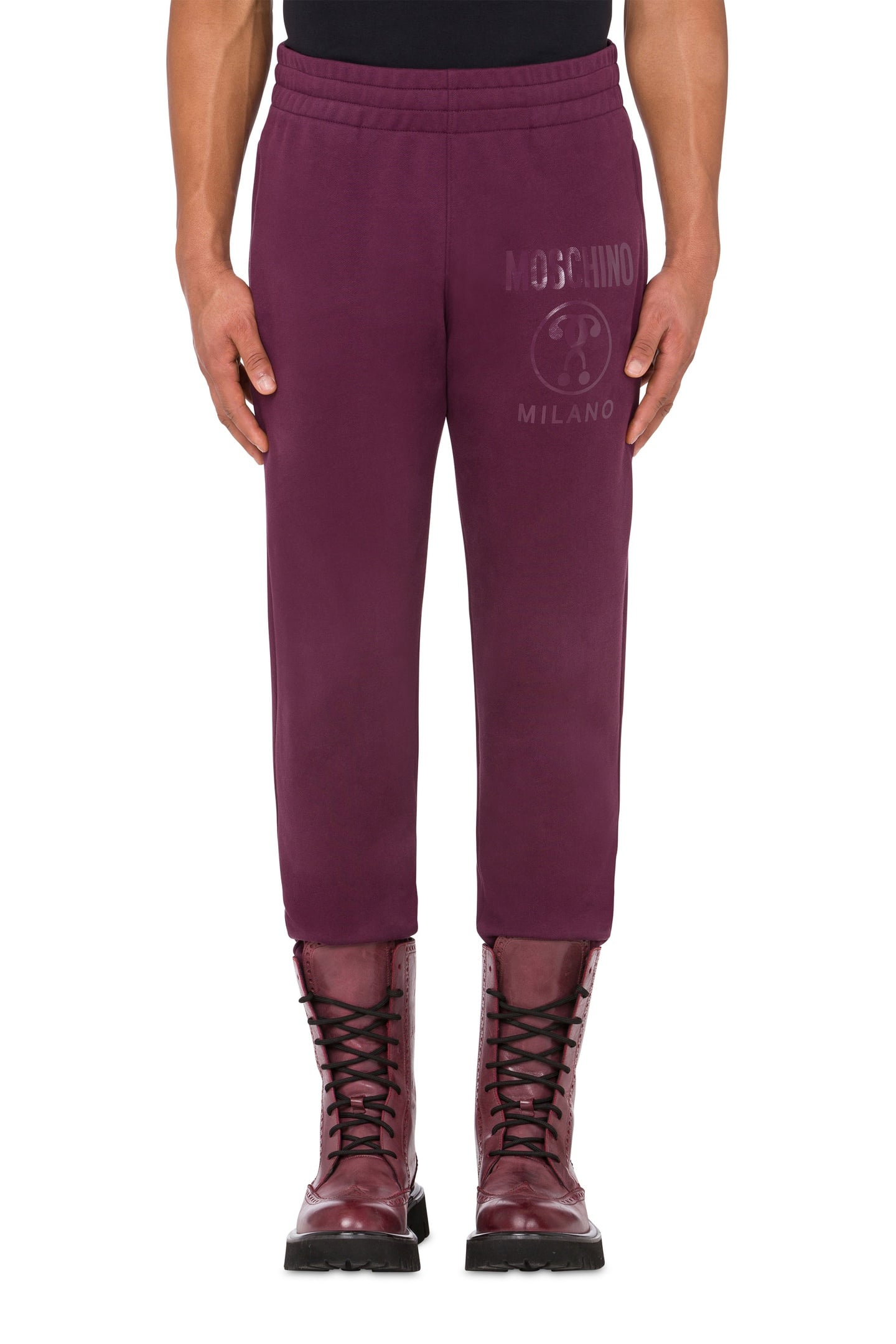 DOUBLE QUESTION MARK FLEECE JOGGERS RED 1