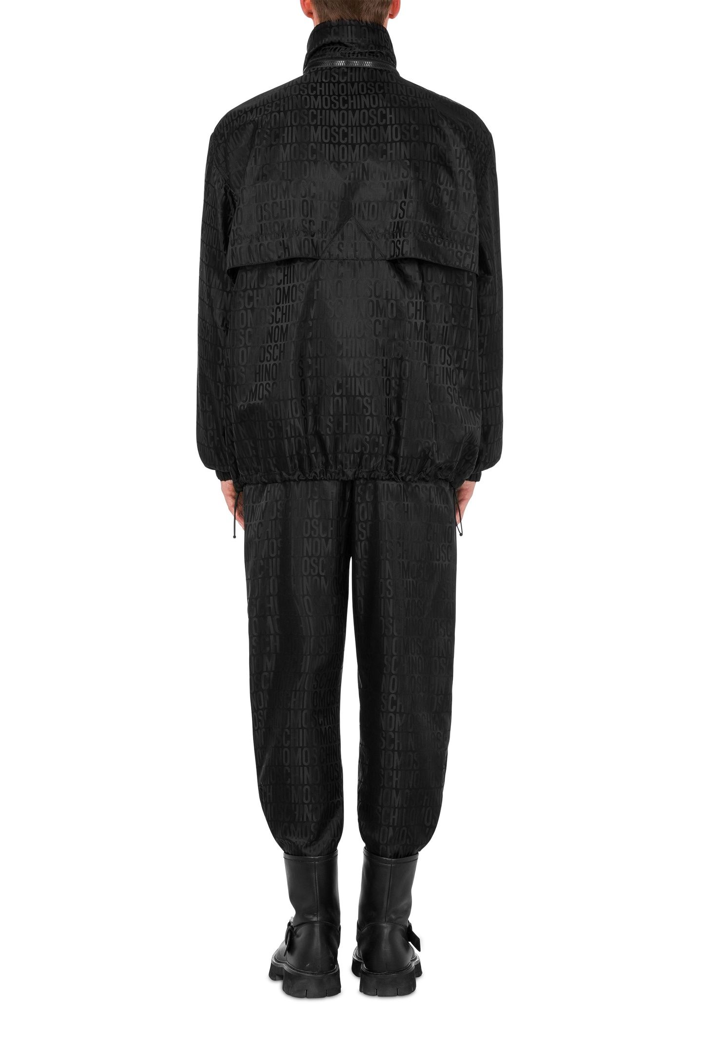 WINDBREAKER IN NYLON JACQUARD ALLOVER LOGO BLACK 2