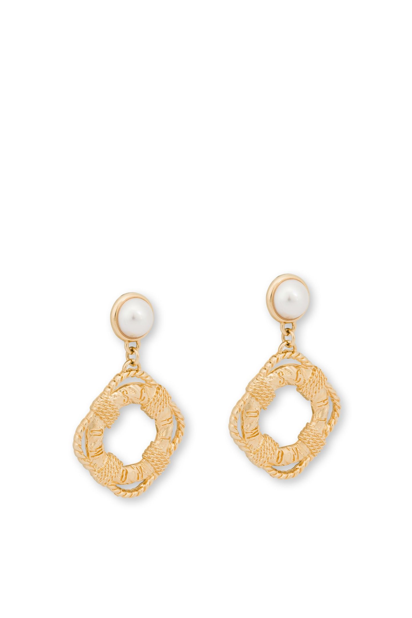 MOSCHINO LIFESAVER DROP EARRINGS GOLD 2