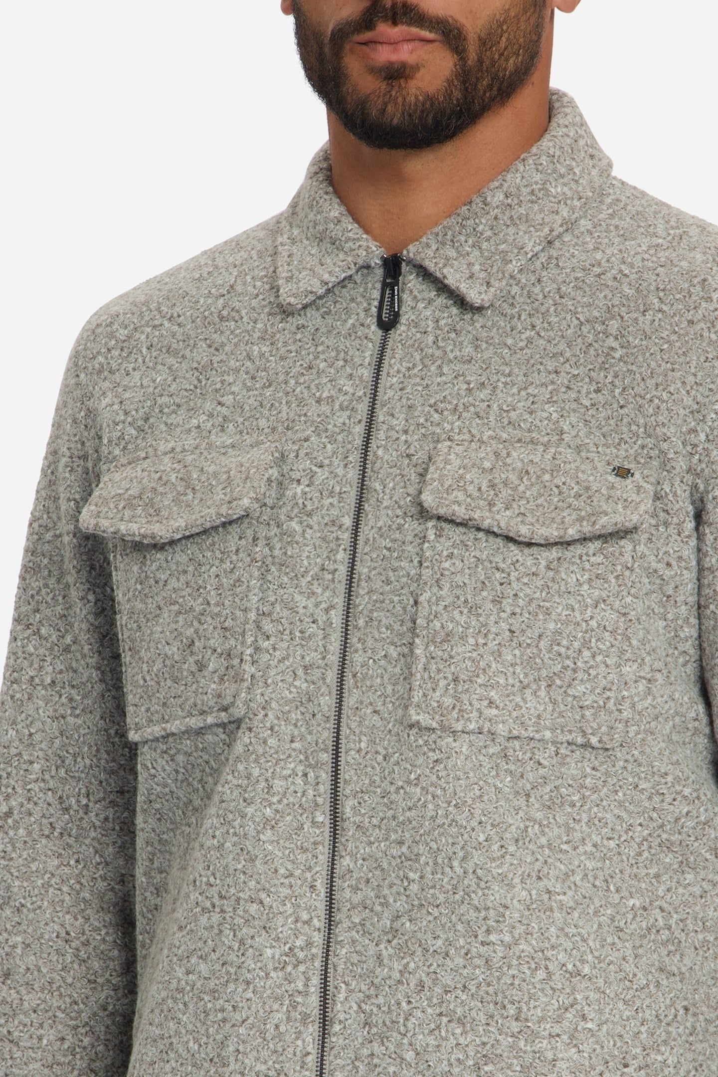 OVERSHIRT FULL ZIPPER BOUCLE SWEAT GREY MELANGE 7