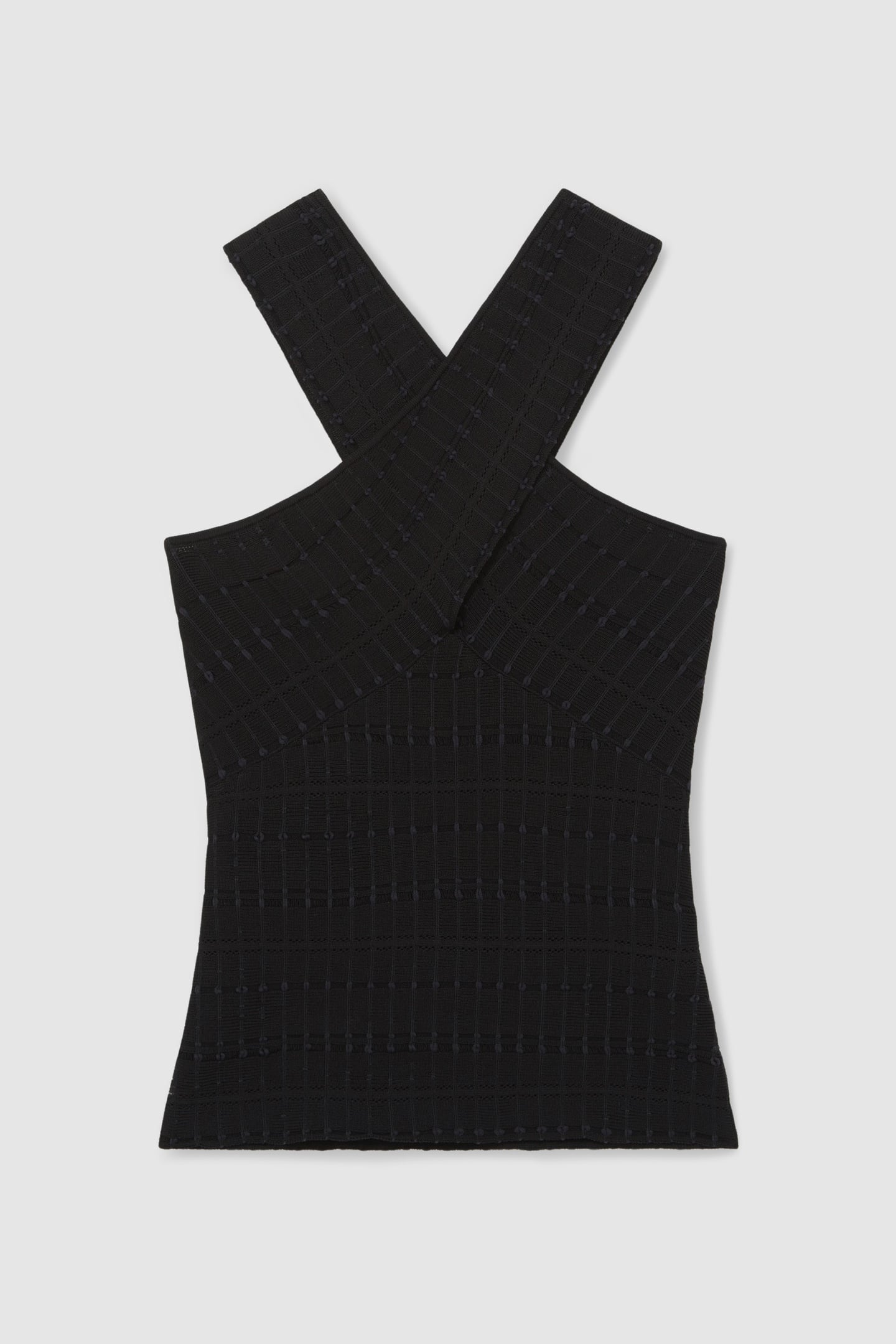 CROSS NECK TEXTURE TOP BLACK 4