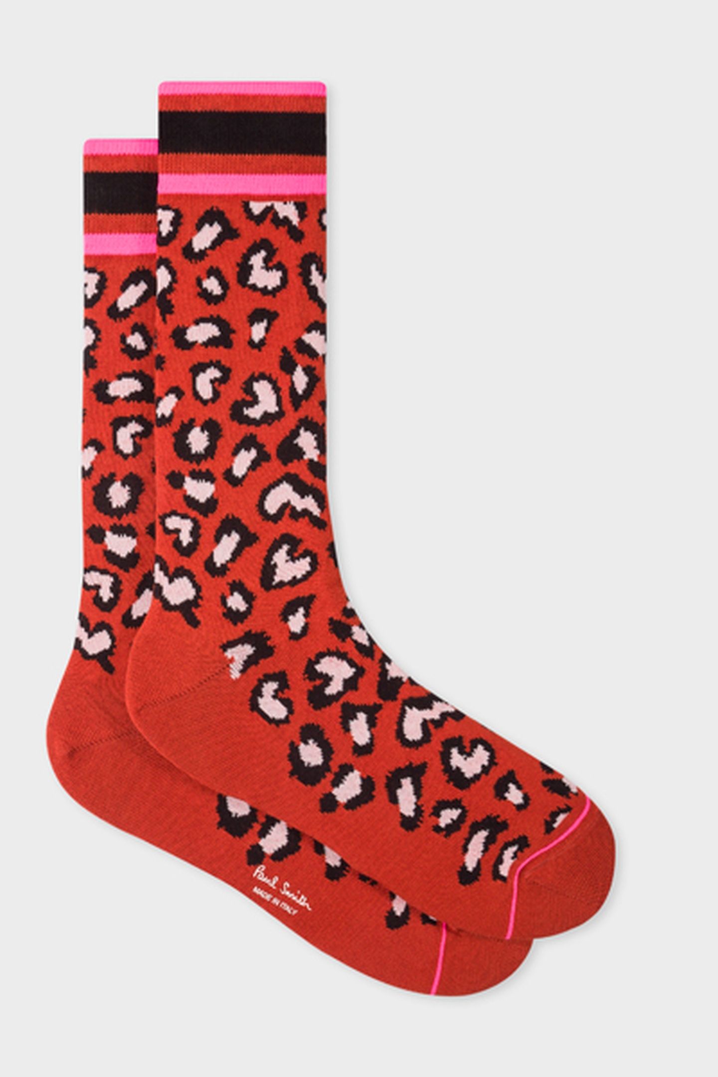 MEN SOCK NEON LEOPARD RED 3