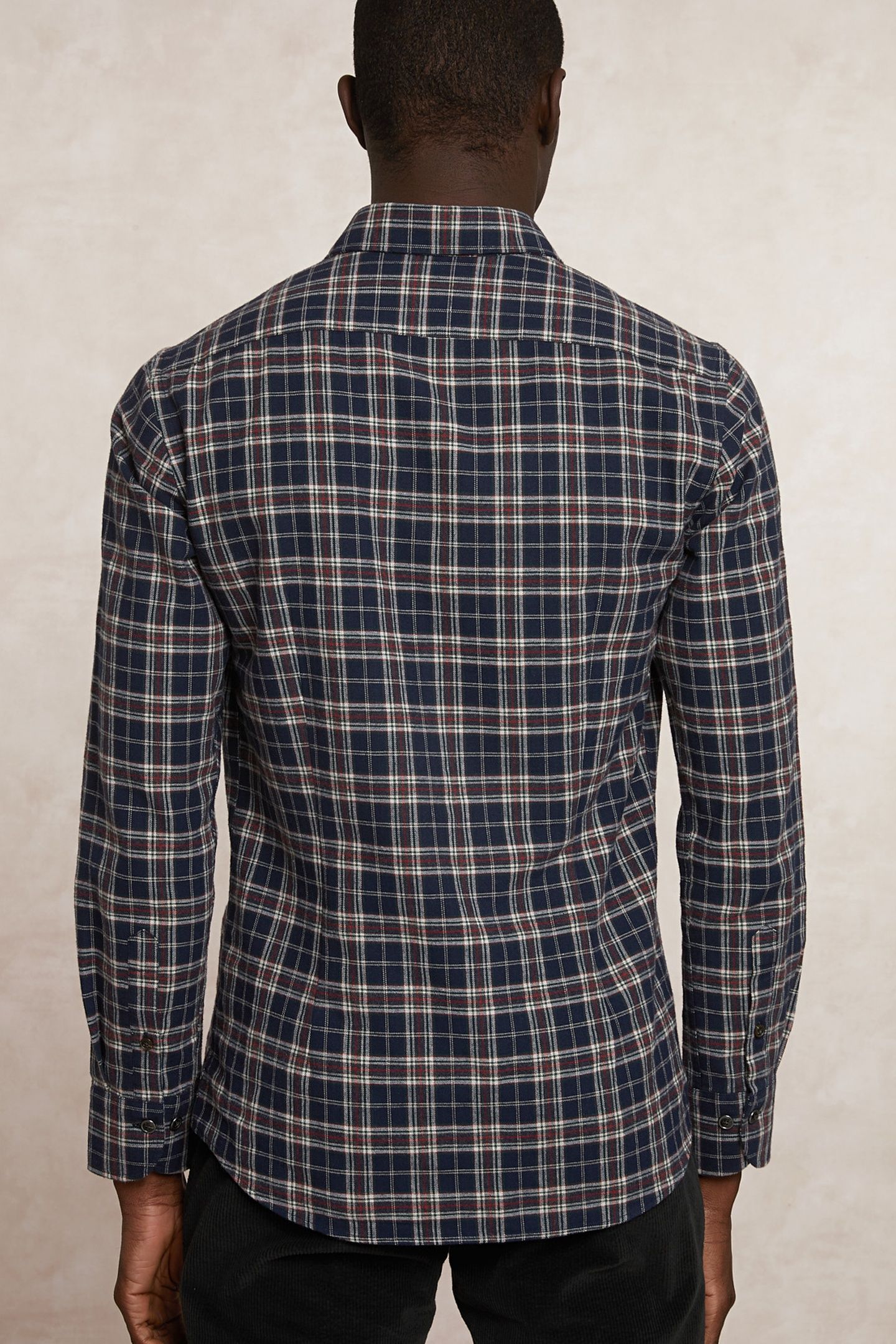 SLIM FIT CHECKED FLANNEL SHIRT BLUE/RED 2