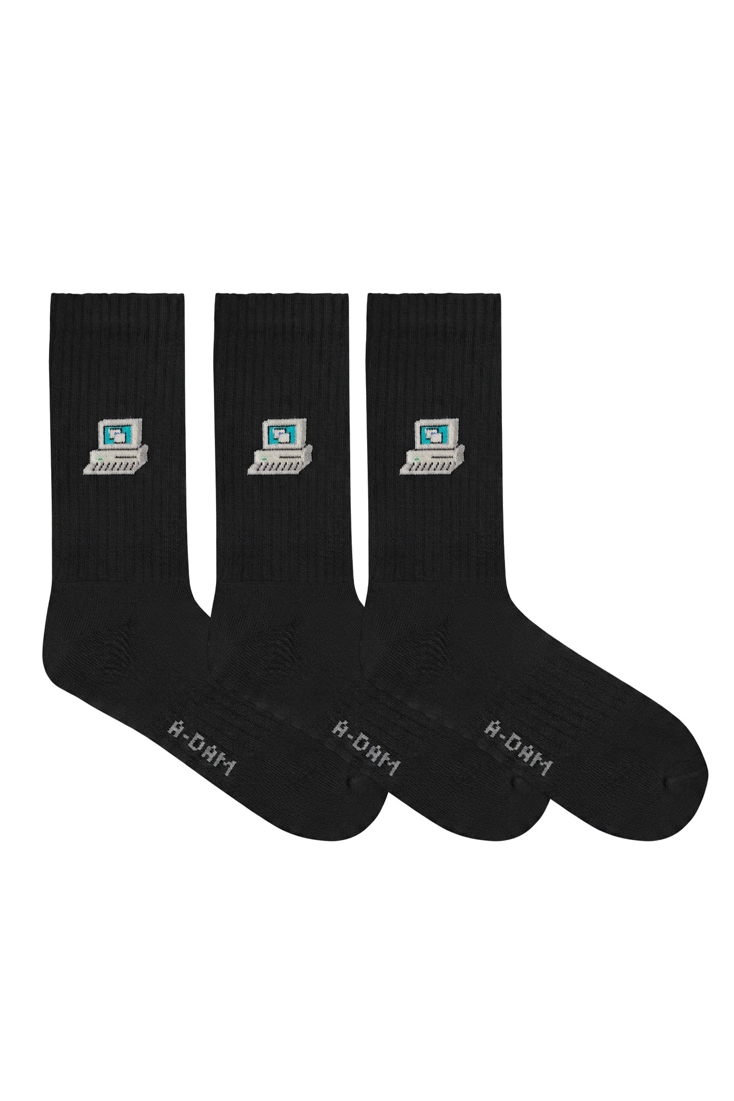 A-DAM 3-PACK CREW SOCKS BLACK COMPUTER BLACK 1