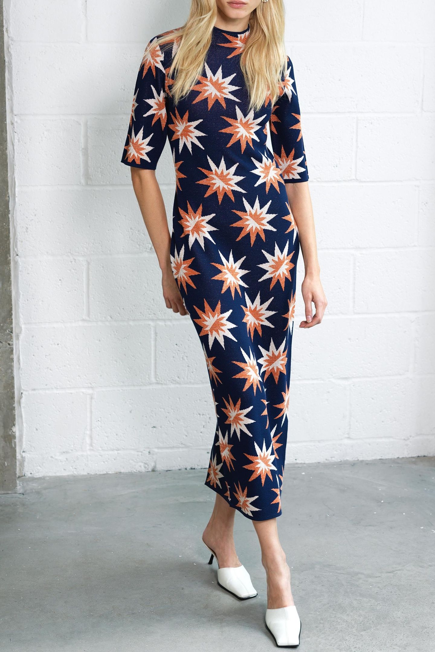IMELDA STAR JACQUARD KNIT DRES EVENING BLUE MULTI 2