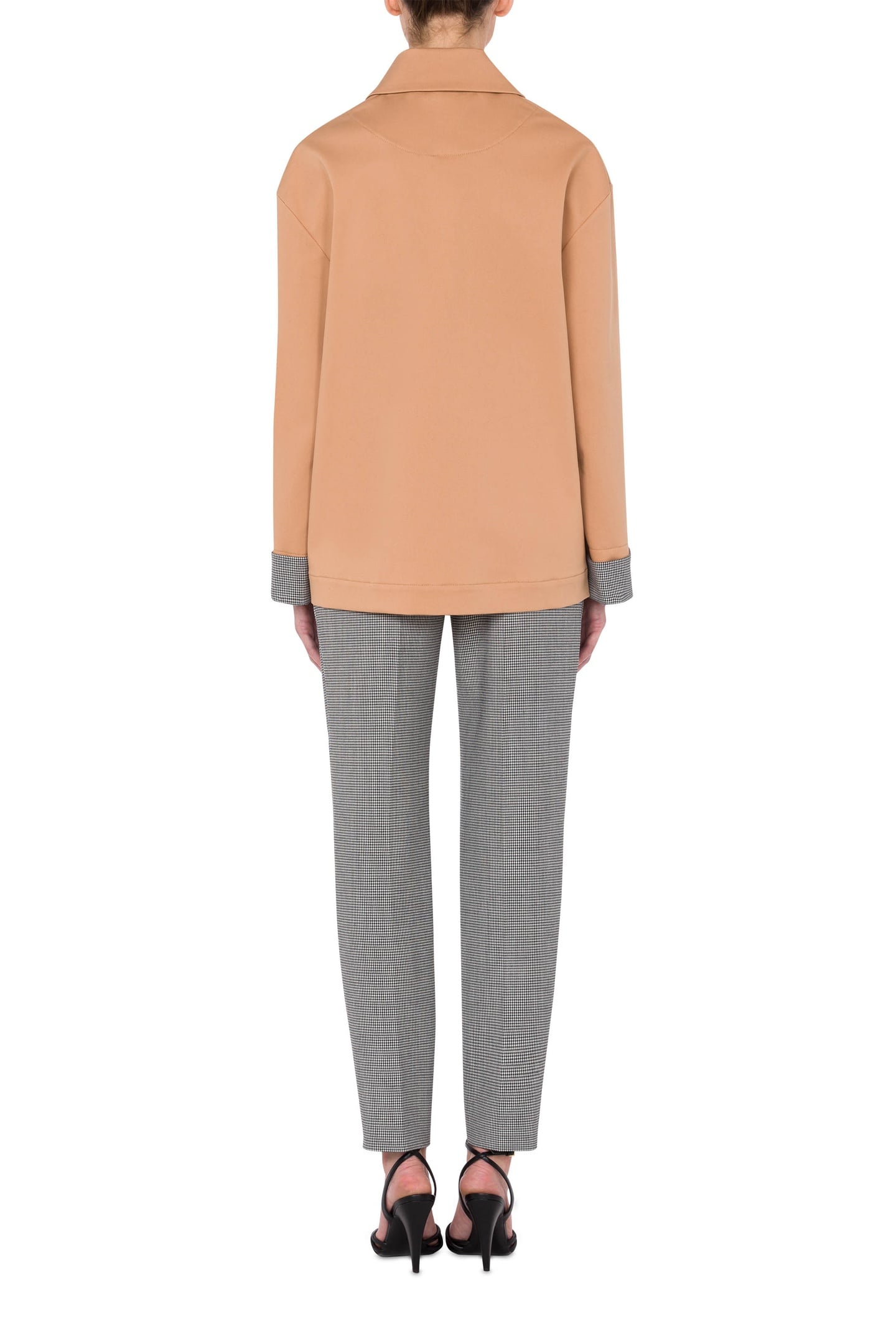STRETCH GABARDINE JACKET WITH HOUNDSTOOTH DETAILS BEIGE 2