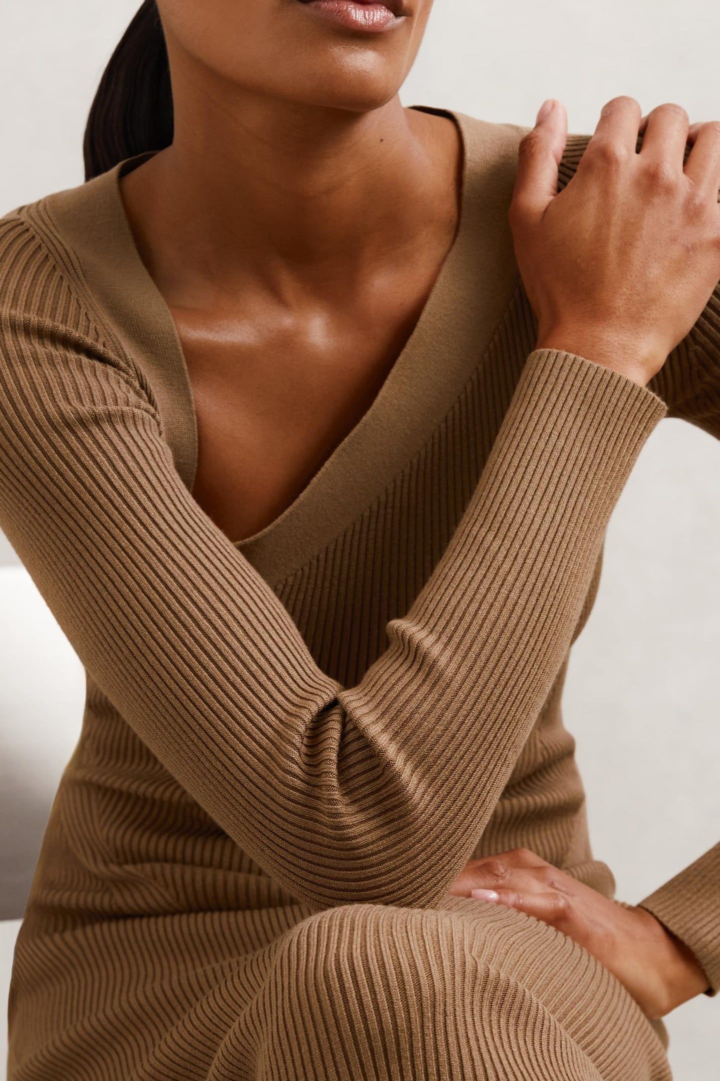 KNITTED MIDI DRESS CAMEL 3