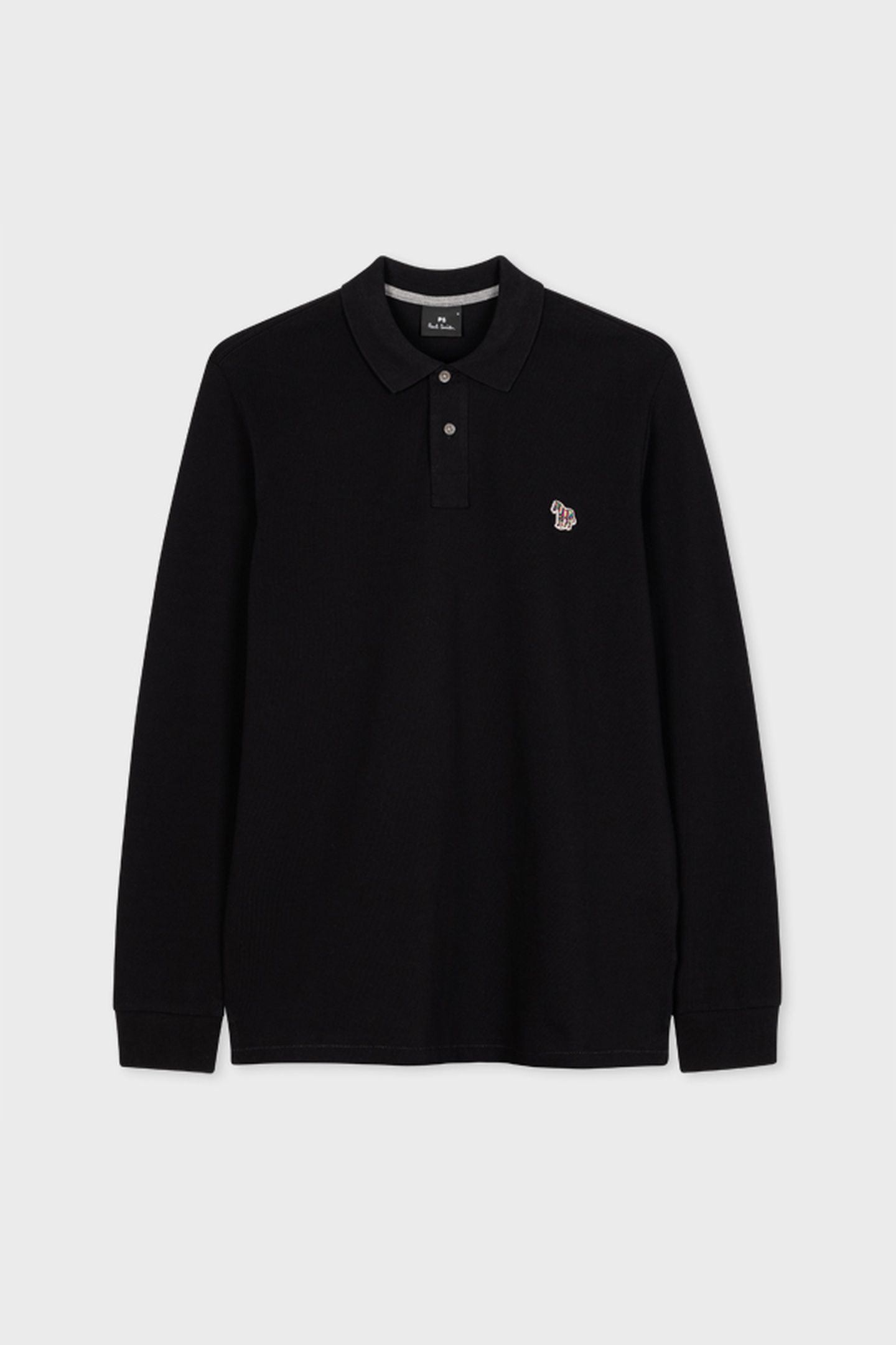 MENS REG FIT LS POLO SHIRT ZEBRA BLACK 4
