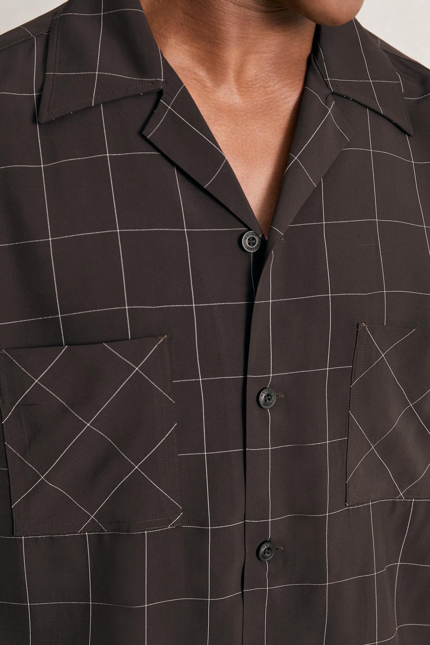 LS WINDOWPANE CUBAN SHIRT DARK BROWN 6